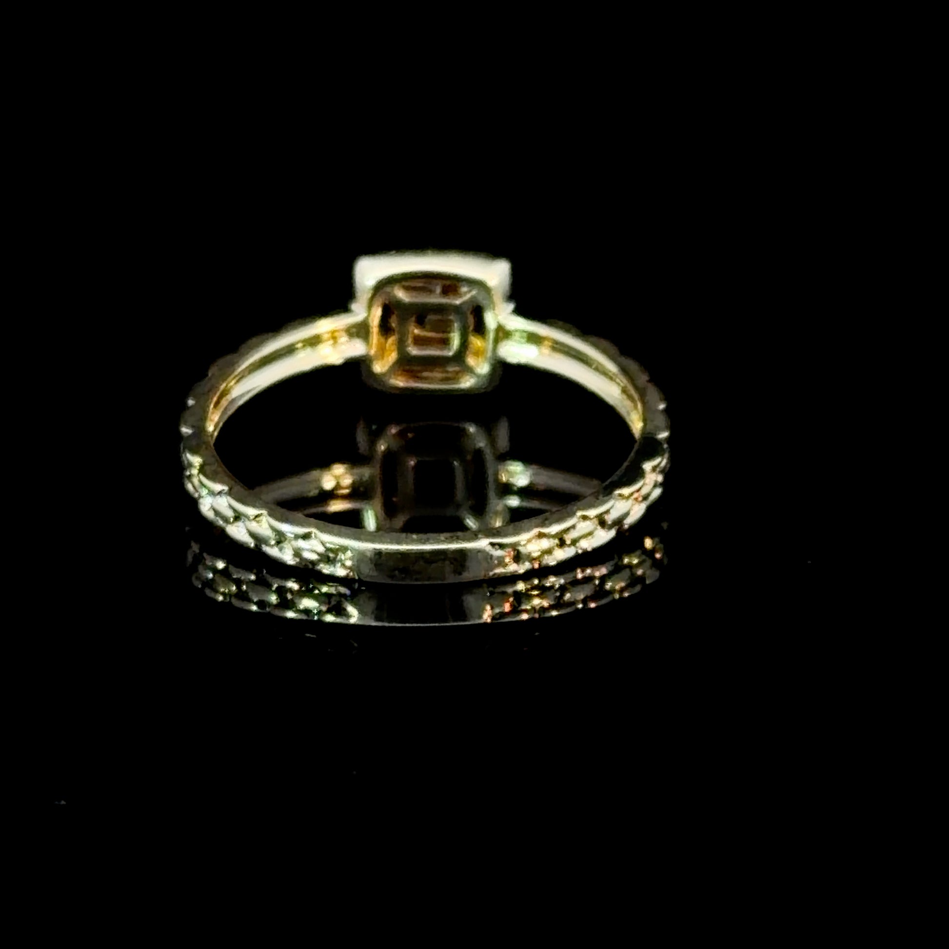14K Gold Baguette & Round Diamond Halo Ring