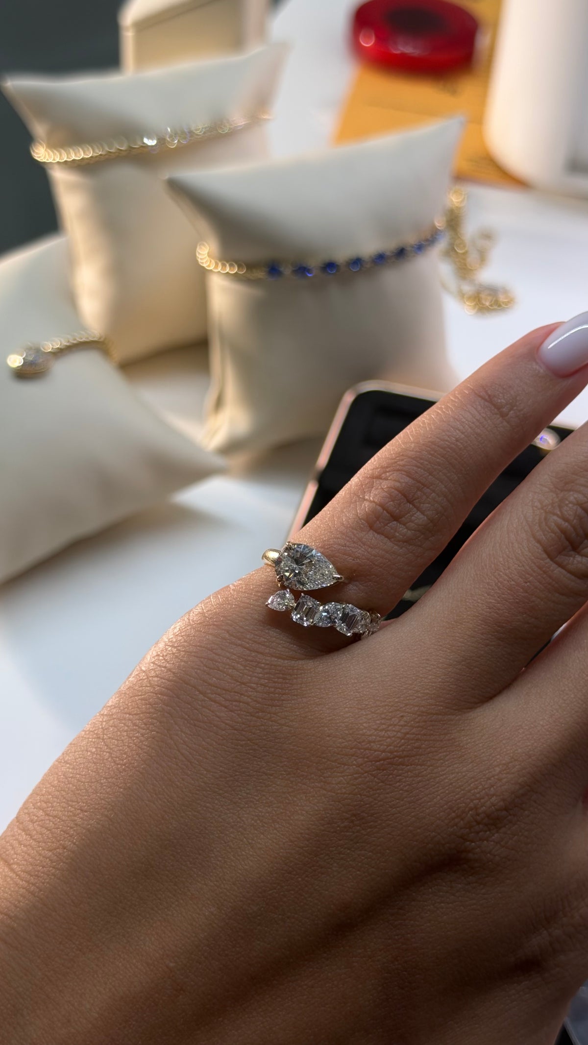 3.00ct Pear & Marquise Lab Diamond Cluster Ring