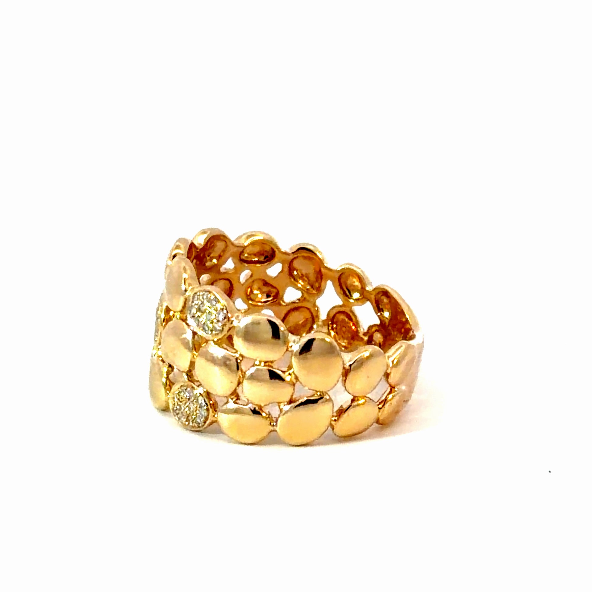 14K Gold Diamond Bubble Band Ring