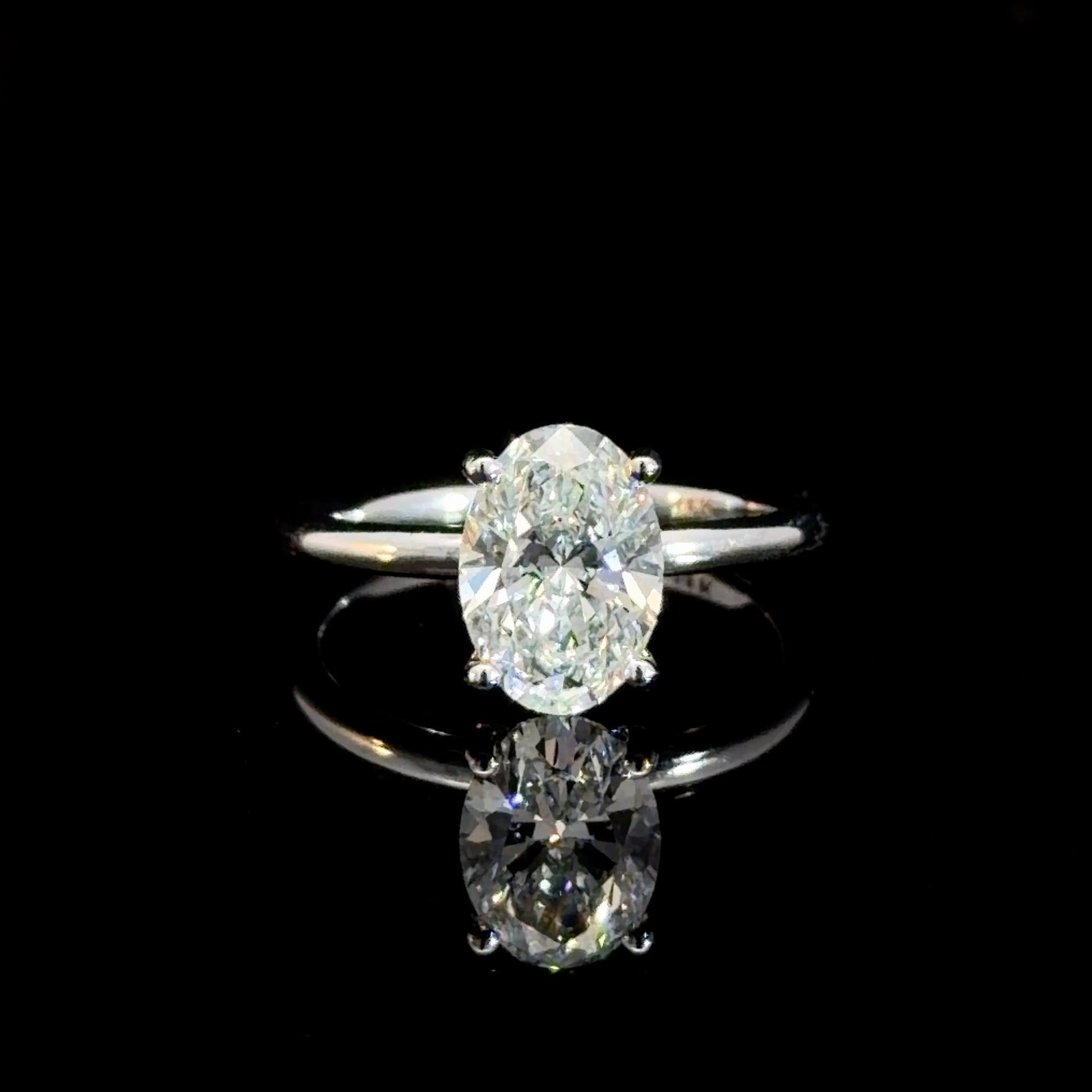 2.02 Ct Oval Lab Diamond Cathedral Solitaire Engagement Ring