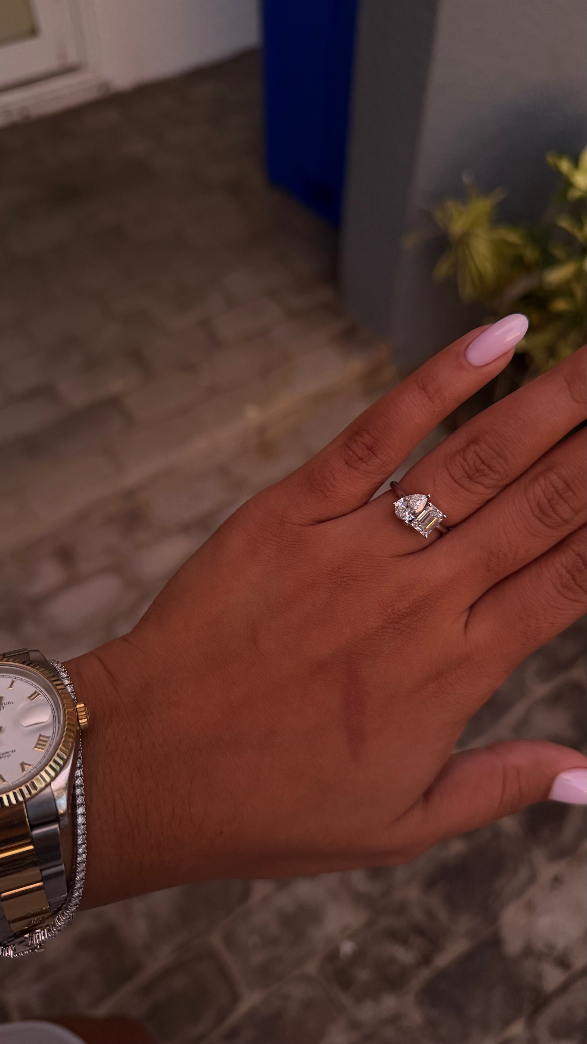 2.09 Ctw Toi Et Moi Pear & Emerald Lab Diamond Engagement Ring