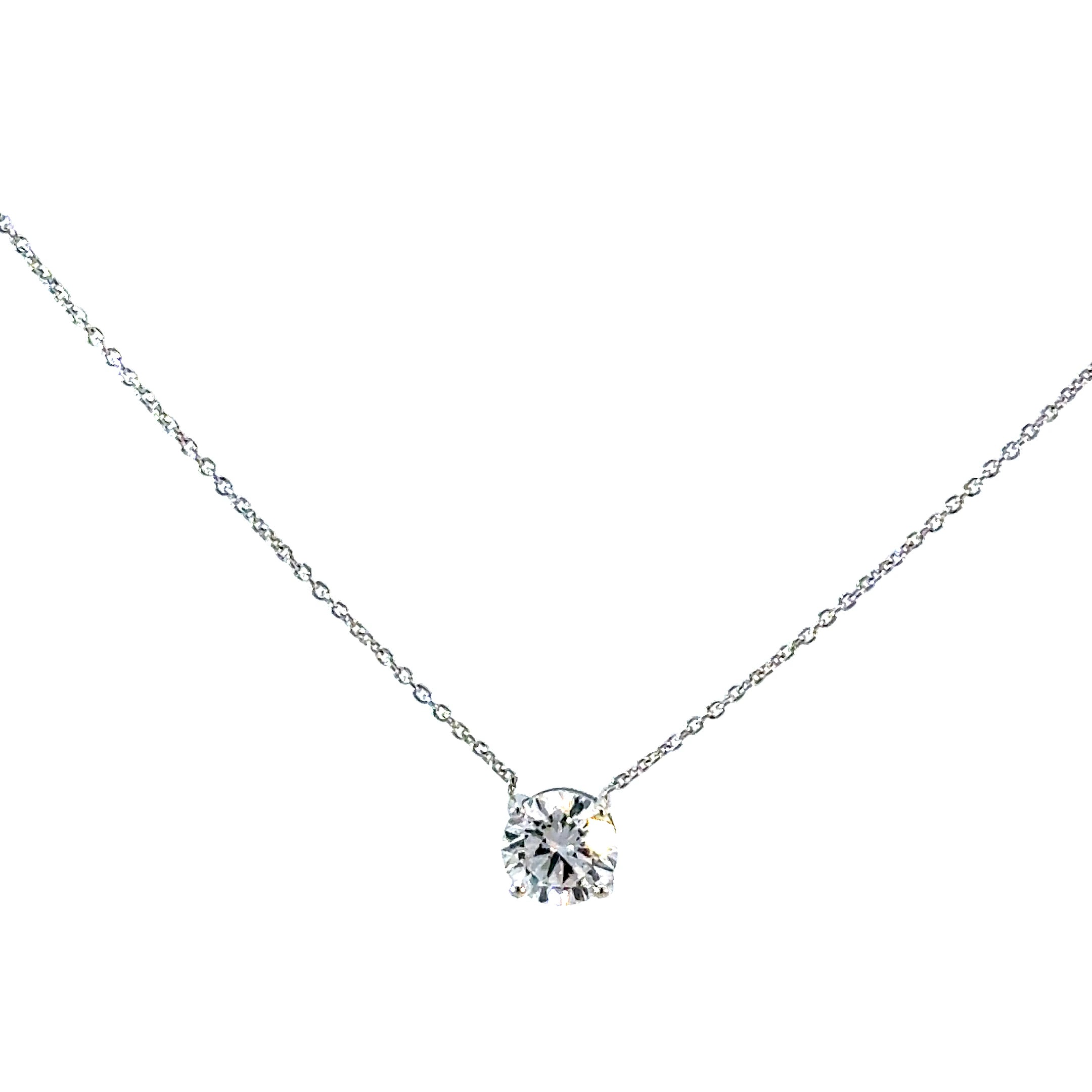 1CT Diamond Solitaire Necklace in 14k White Gold