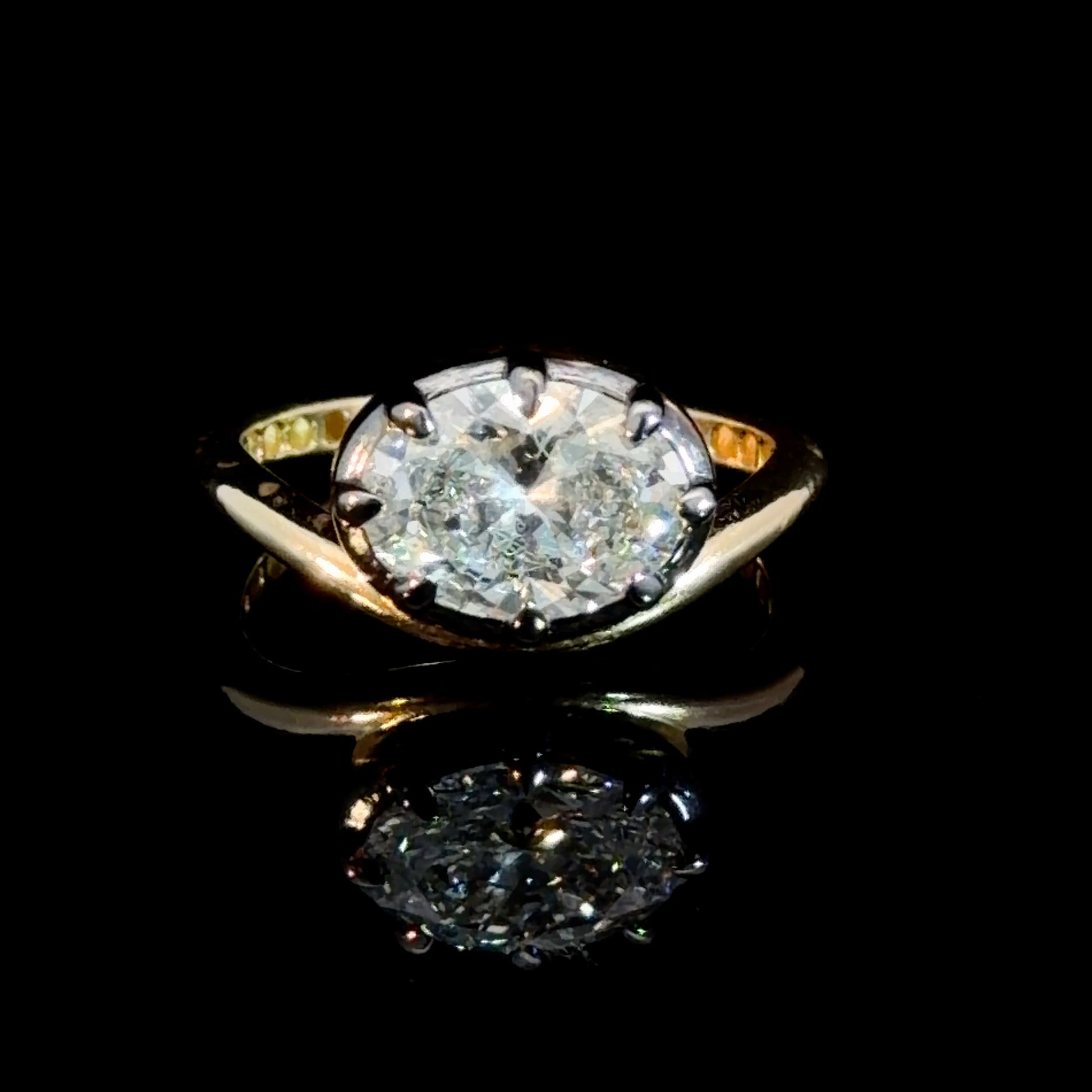1.65CT Oval Lab Diamond in 14k Gold (&BlackRhodium)