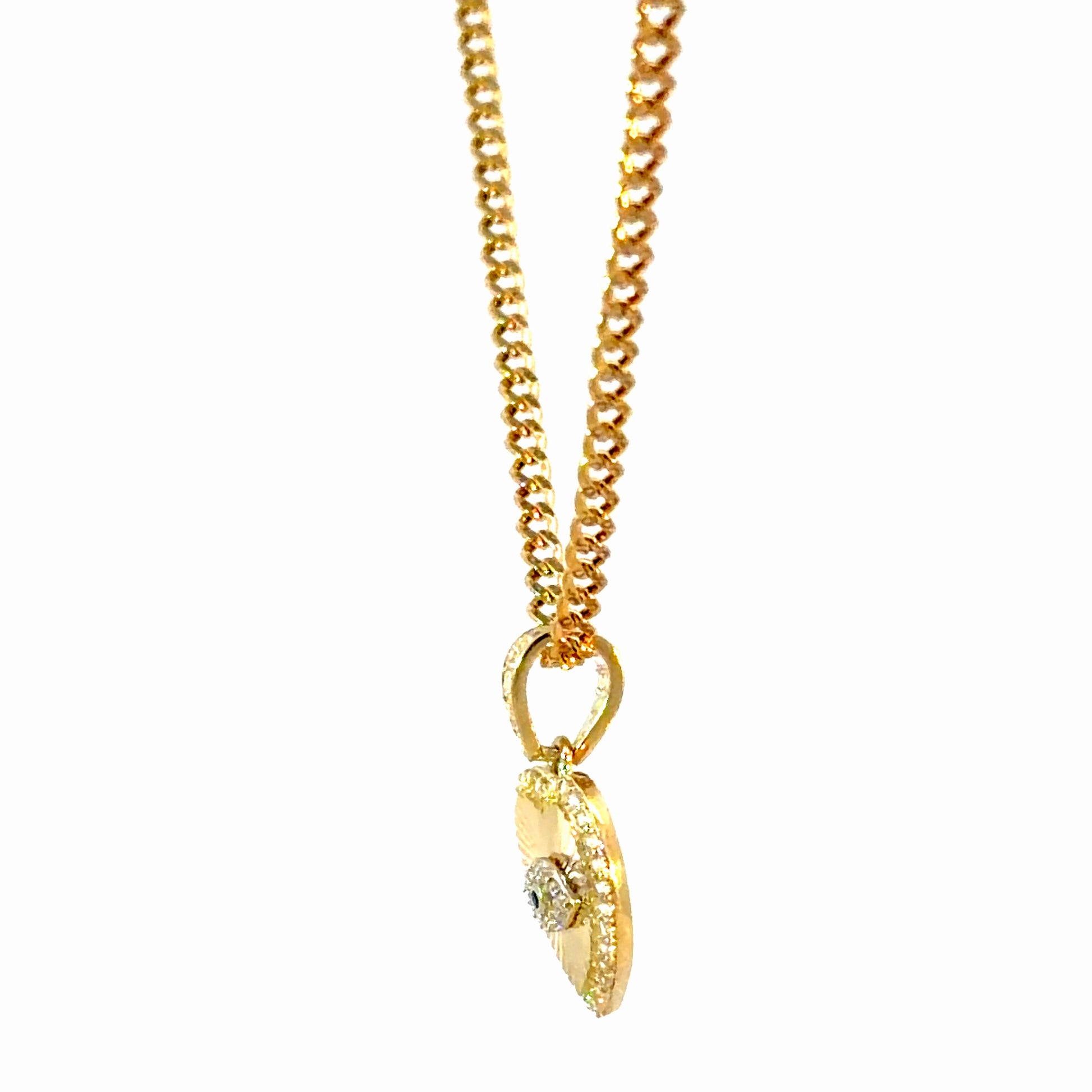 Radiant Blue Evil Eye Heart Necklace in 10k Gold