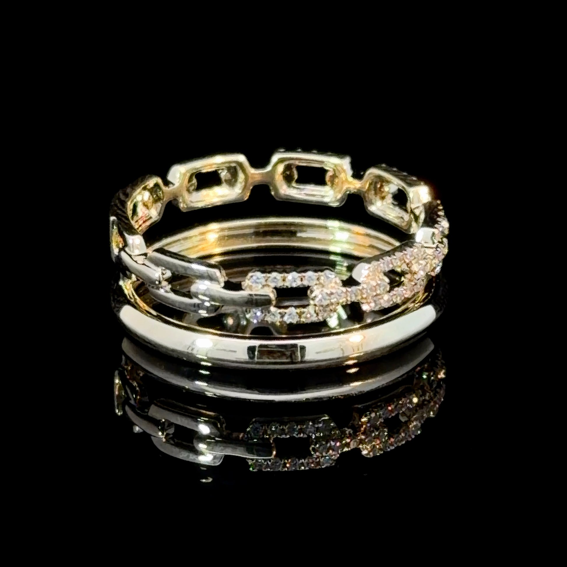 14K Gold Diamond Link Band Ring