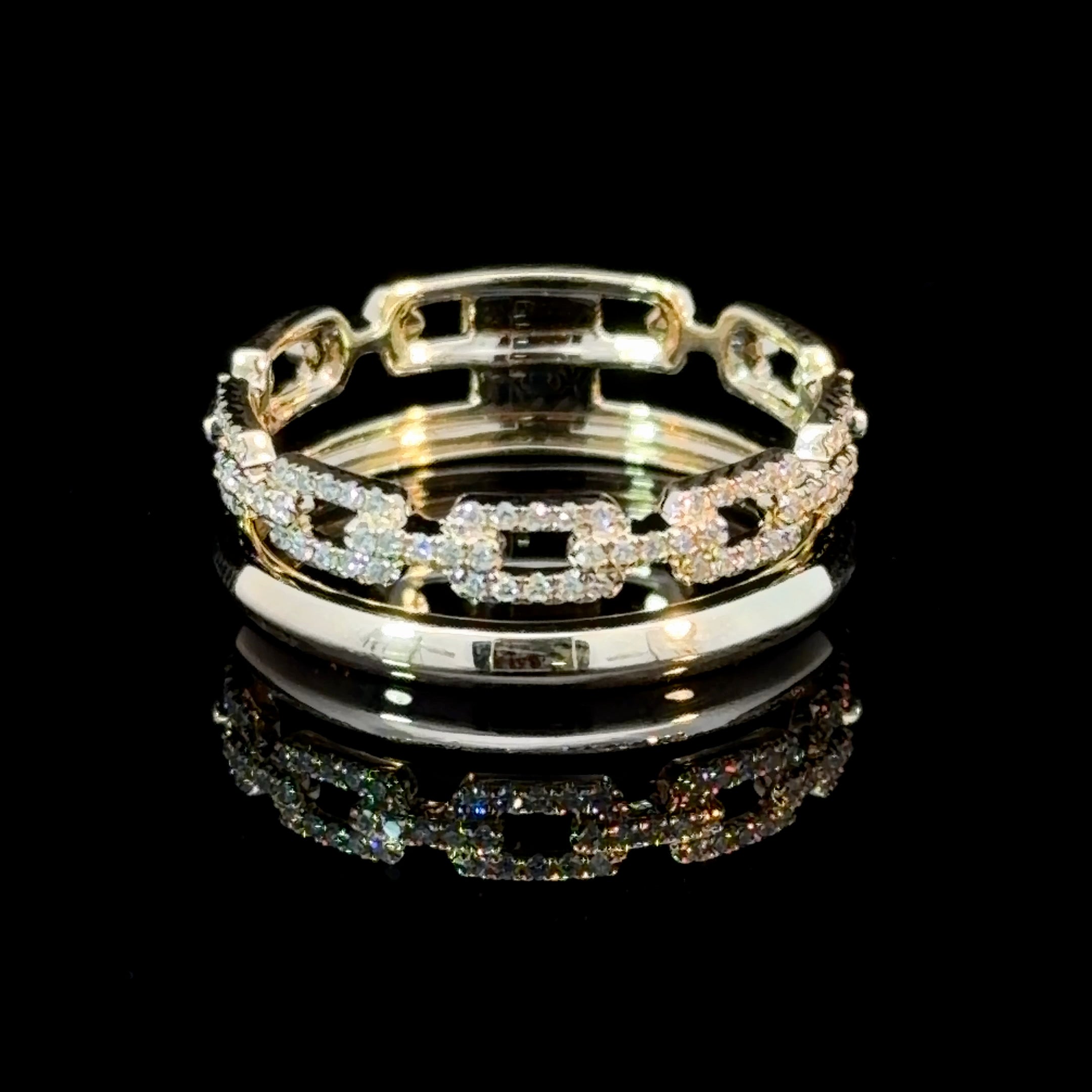 14K Gold Diamond Link Band Ring