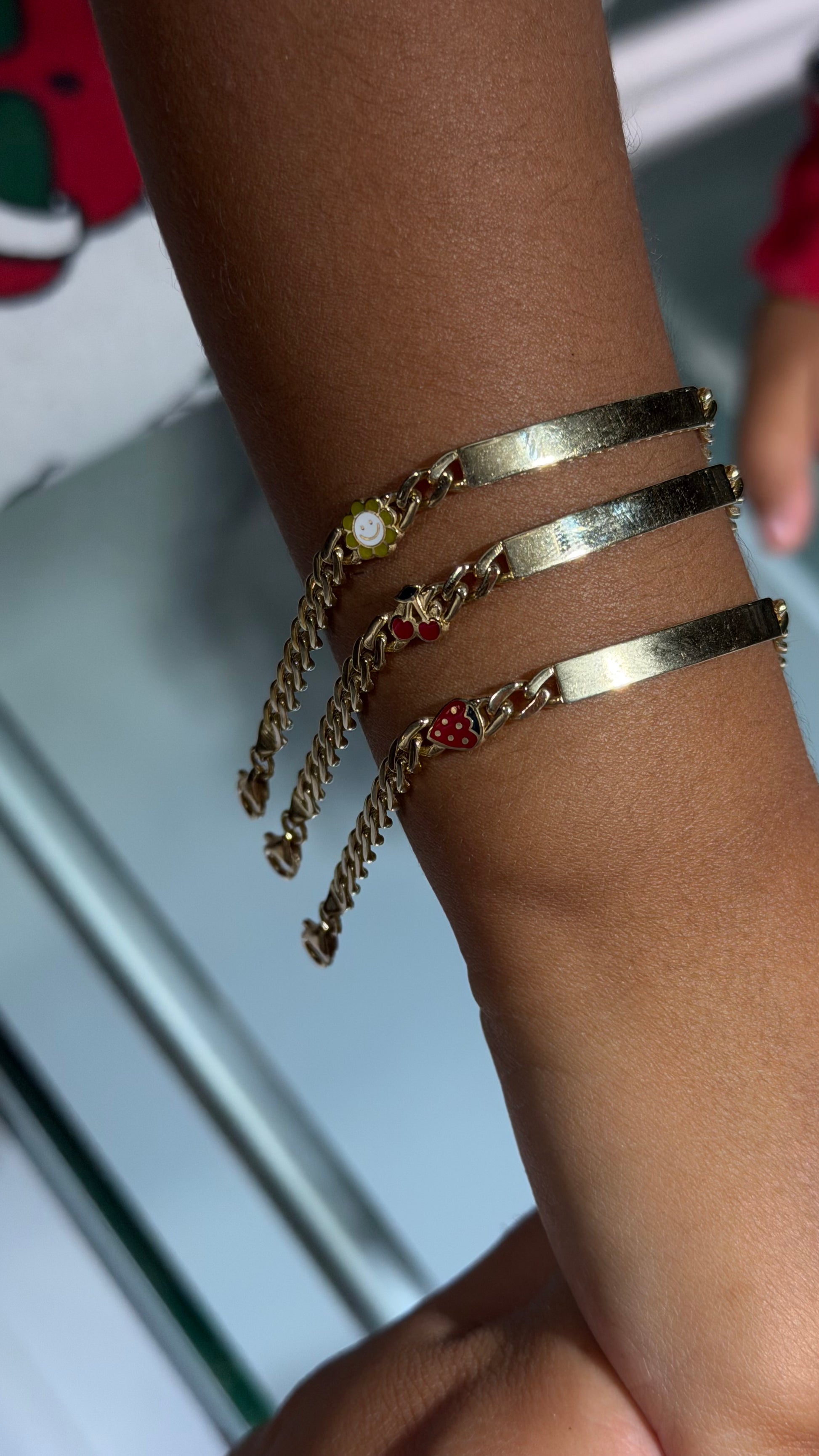 14K Gold ID Bracelet with Enamel Charm