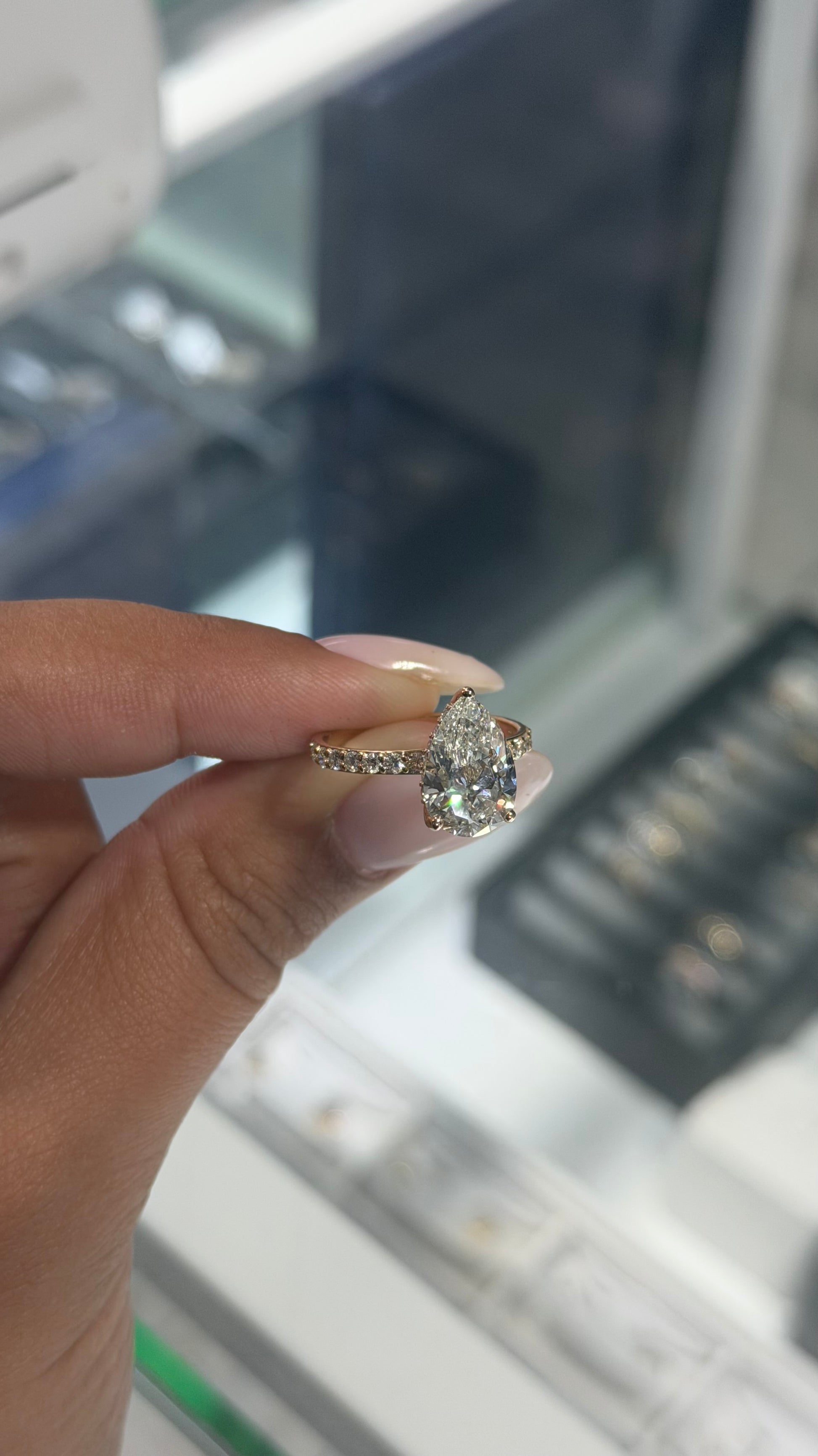3CT Pear Lab-Grown Diamond Ring