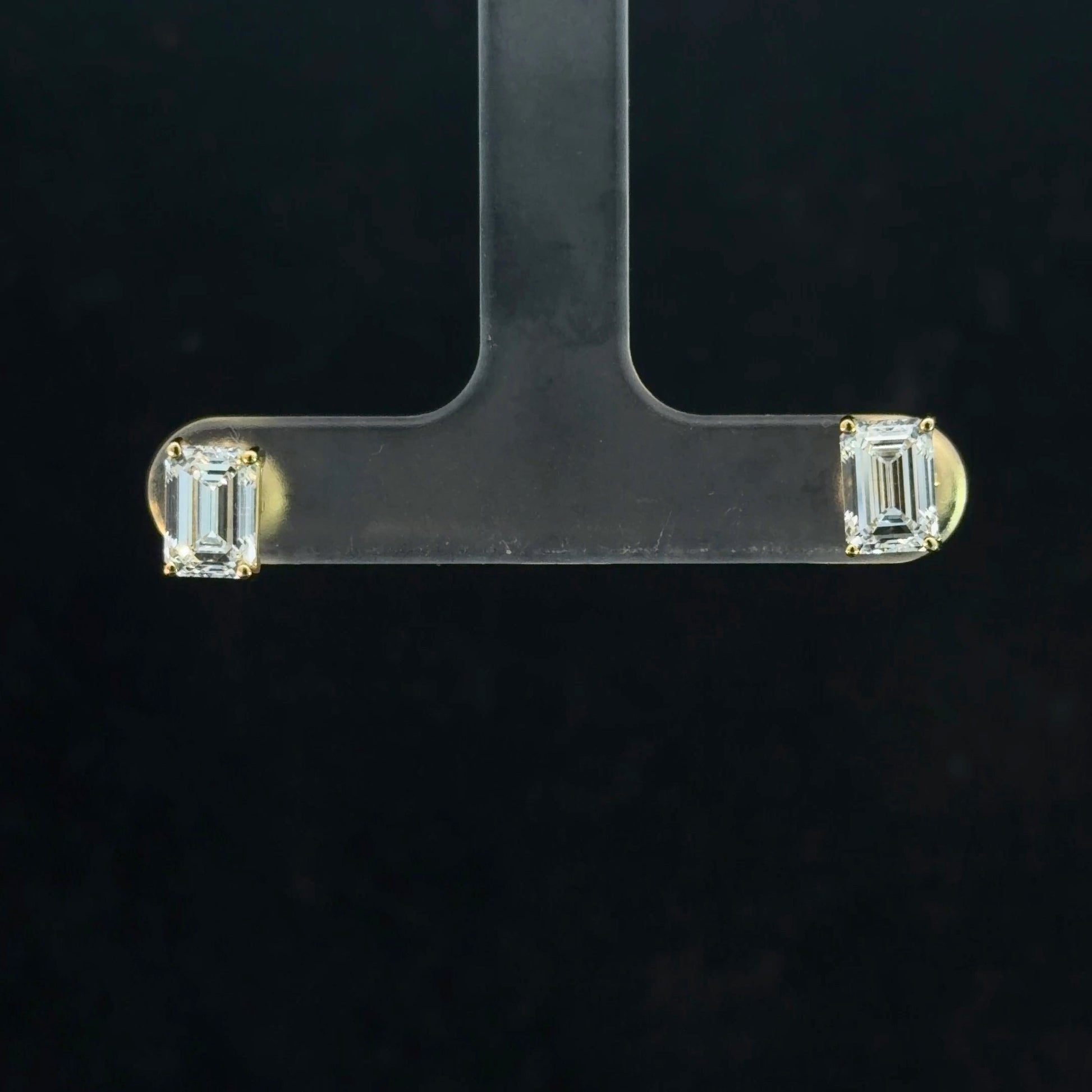 2.18CTW Emerald Cut Lab Diamond Studs - 14k Gold