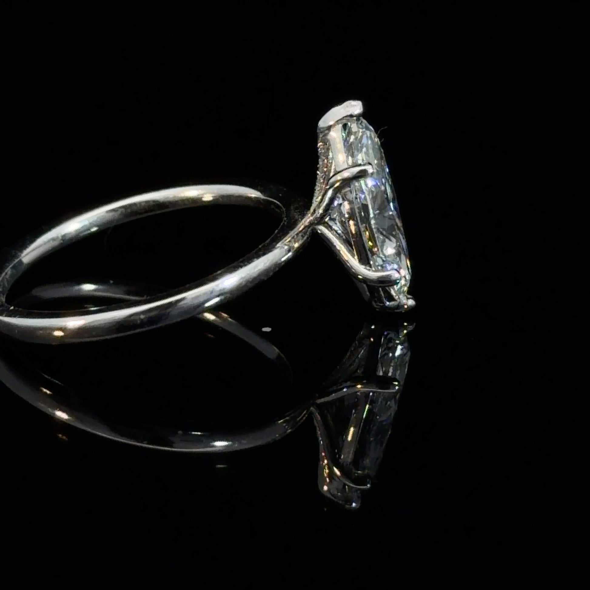 1.58CT MARQUISE CUT LAB DIAMOND BASKET SOLITAIRE RING