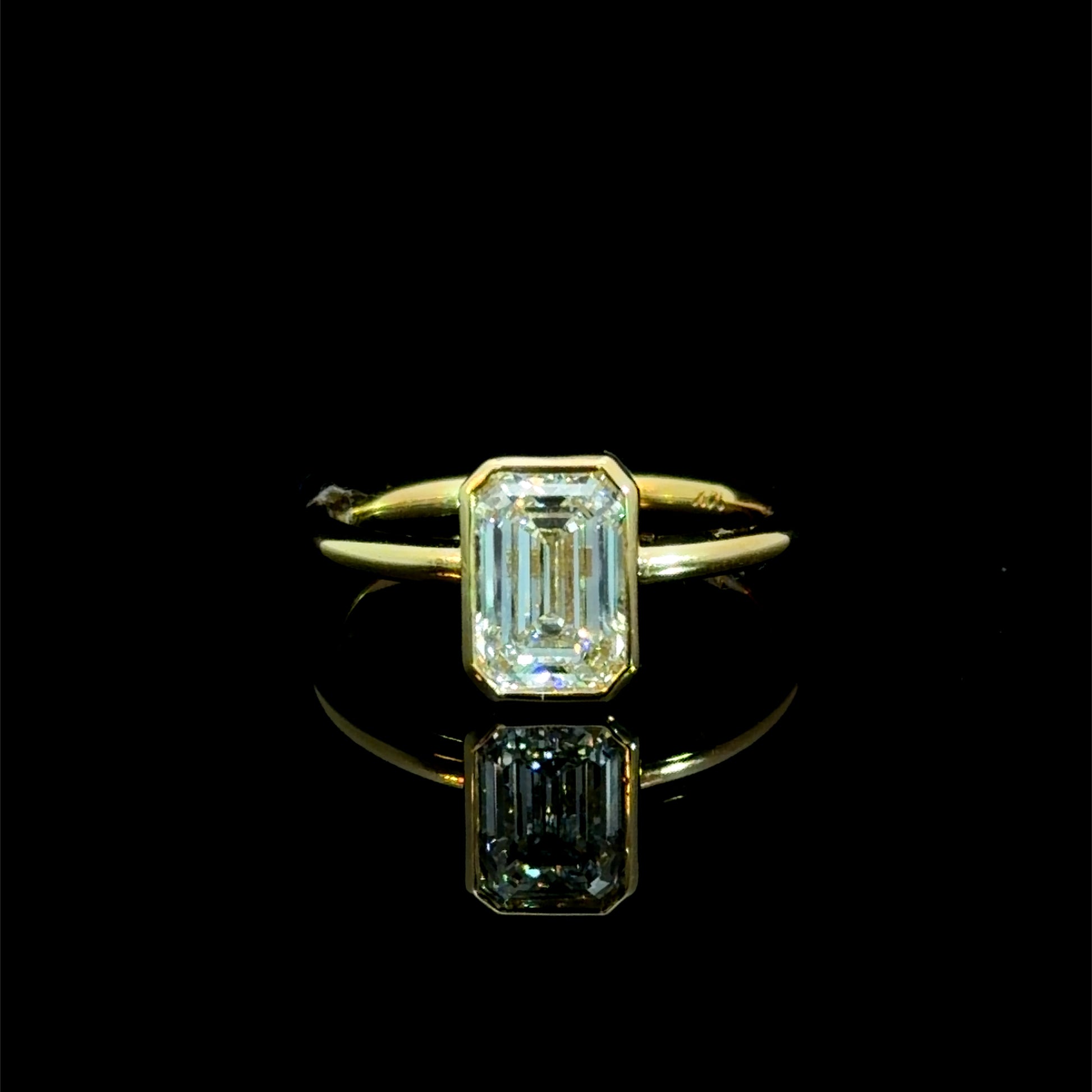 1.58ct Emerald Cut Bezel Solitaire