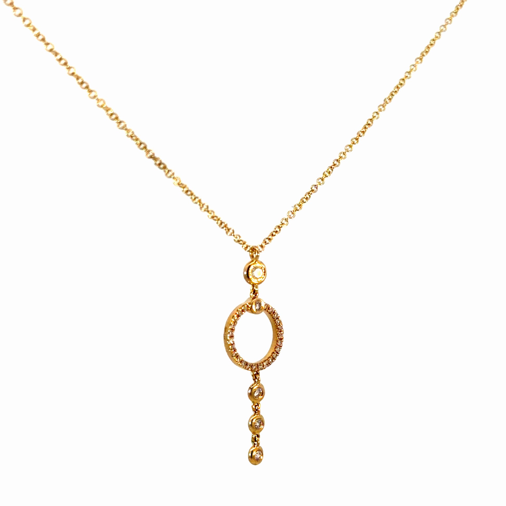 14K Gold Diamond Dainty Circle Necklace