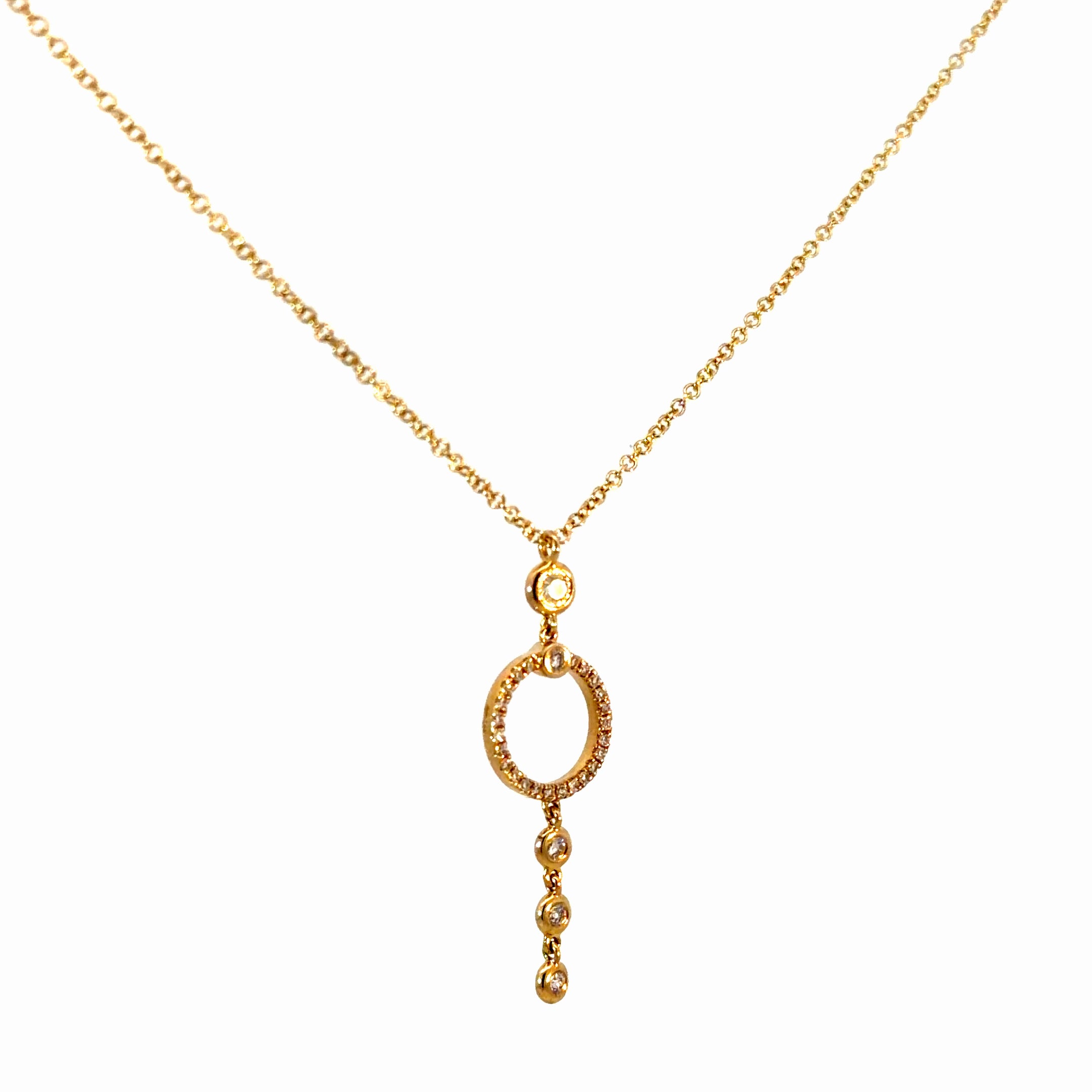 14K Gold Diamond Dainty Circle Necklace