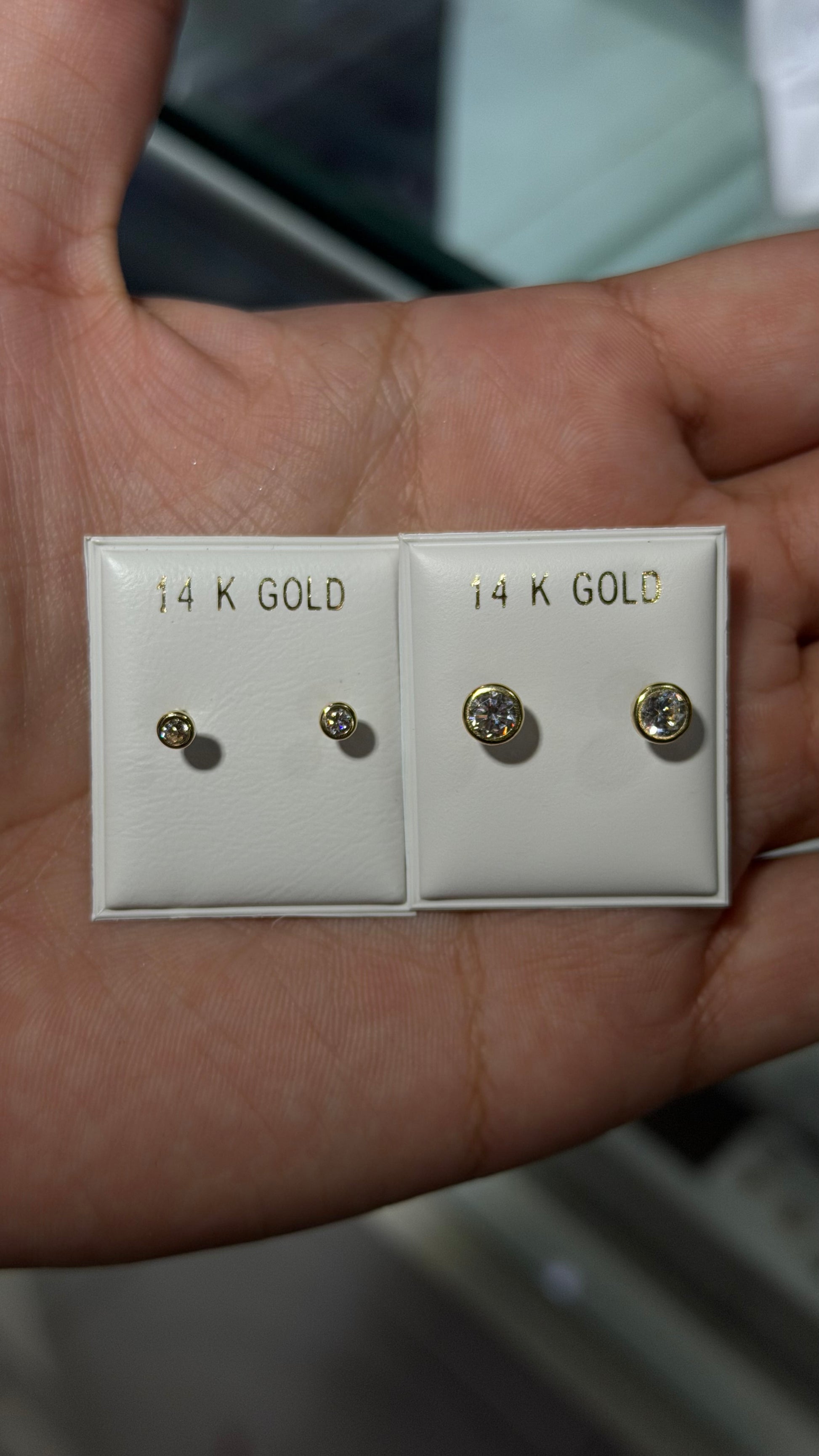 14k Gold Bezel-Set Studs