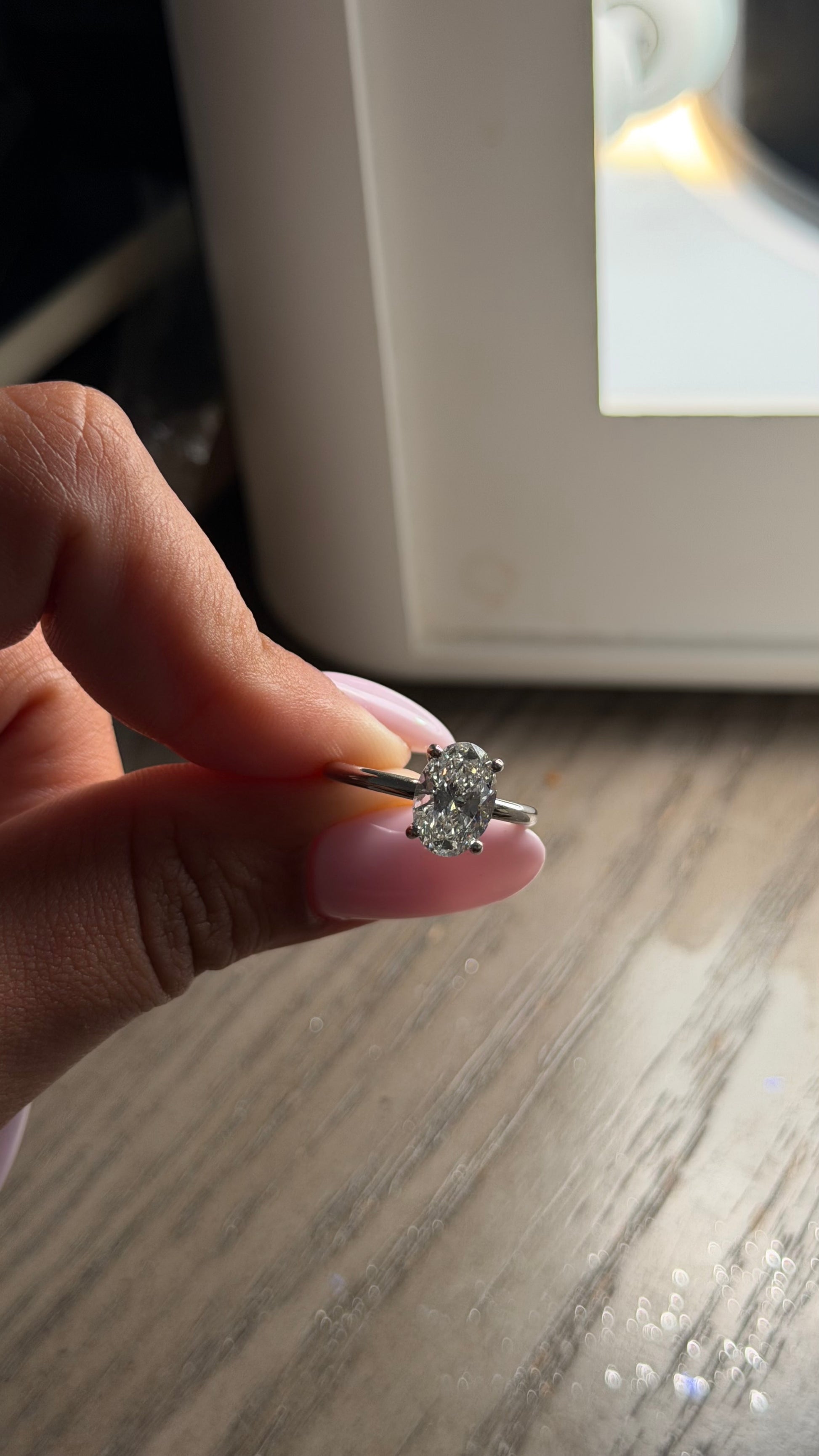 2.02 Ct Oval Lab Diamond Cathedral Solitaire Engagement Ring