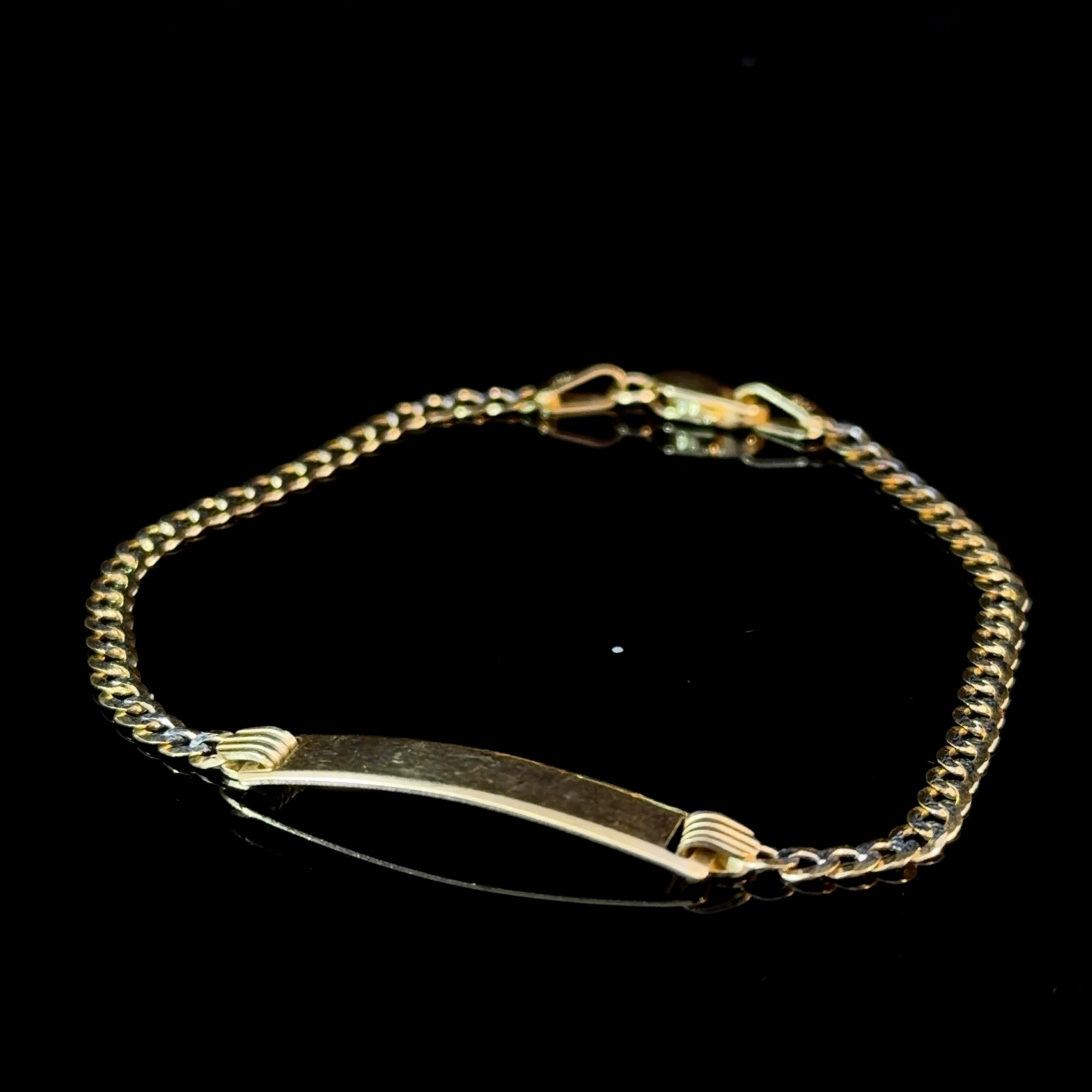 10k Gold Mini ID Bracelet - Two-Tone Cuban Link