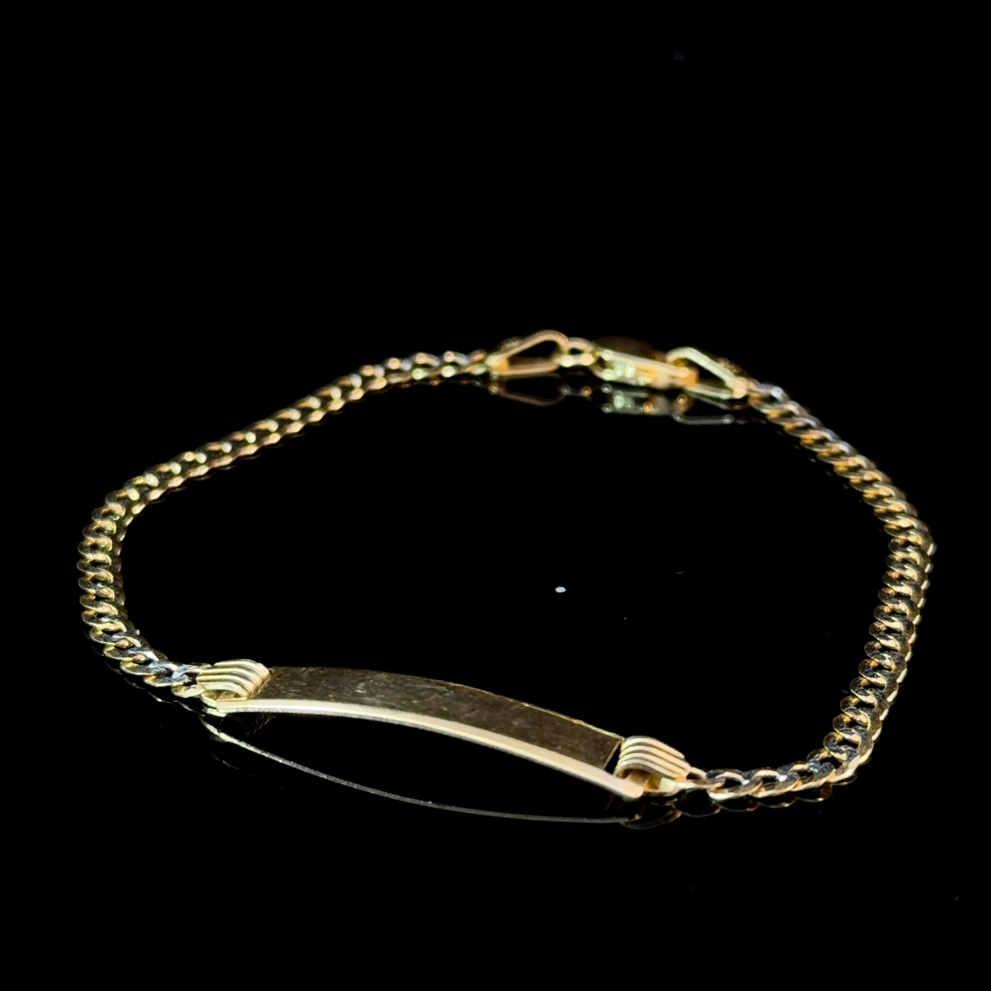 10k Gold Mini ID Bracelet - Two-Tone Cuban Link