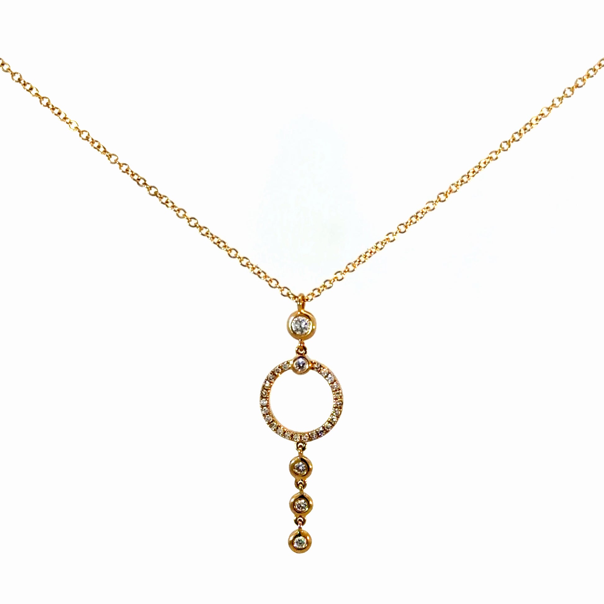 14K Gold Diamond Dainty Circle Necklace