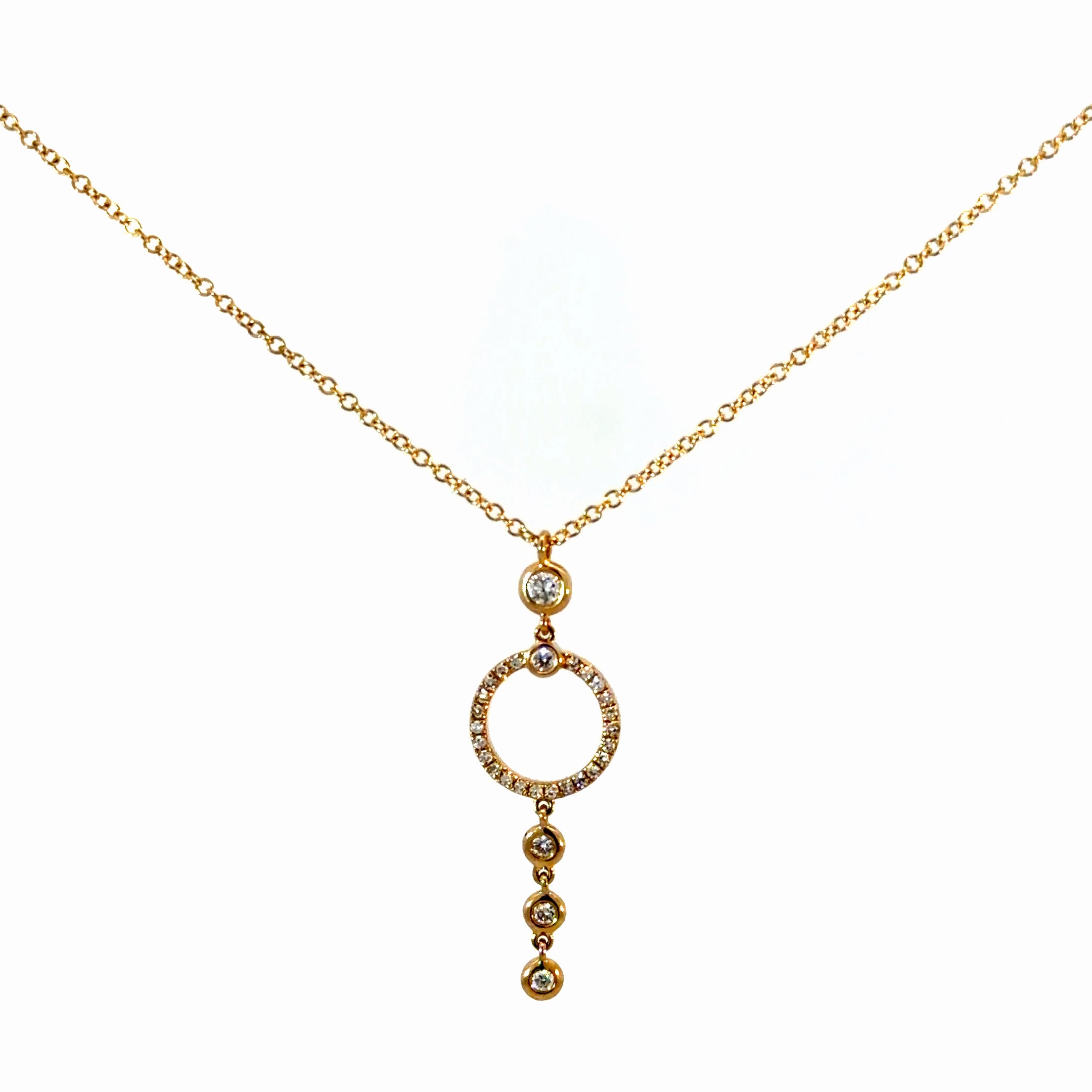 14K Gold Diamond Dainty Circle Necklace
