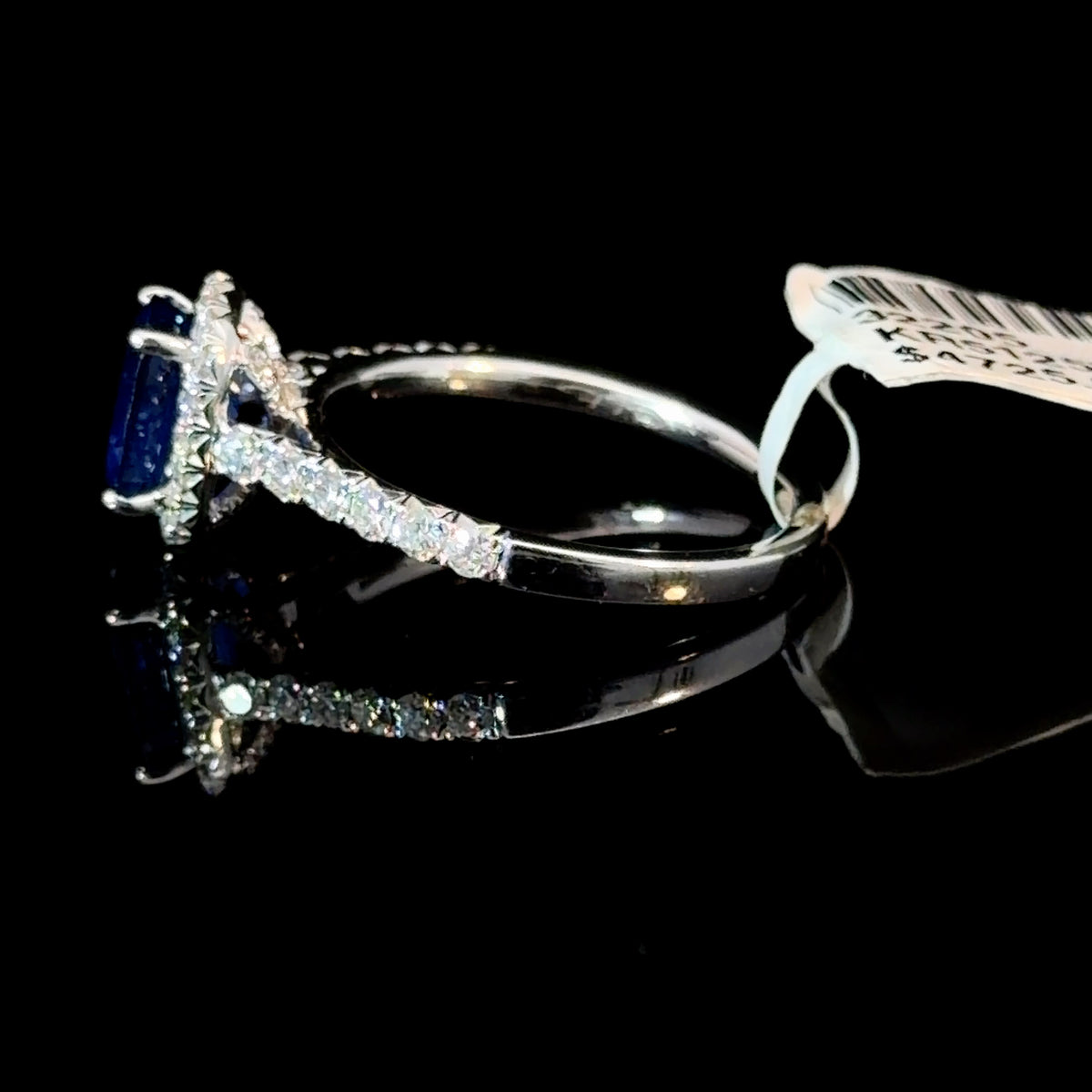 1.66ct Oval Natural Sapphire Diamond Halo Ring