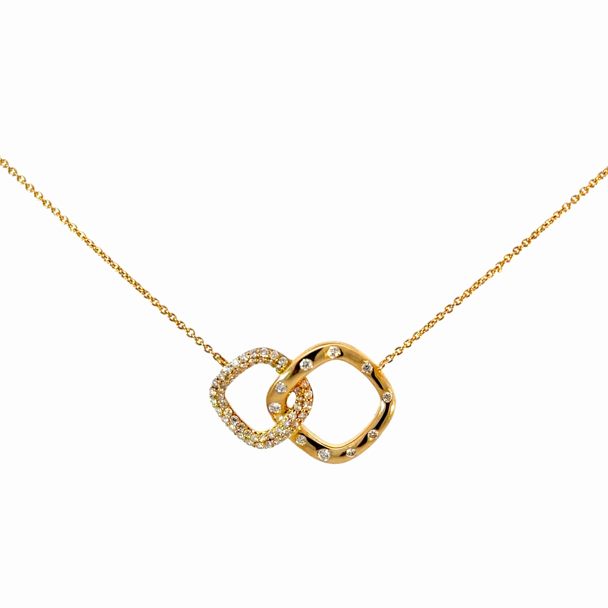 14k Gold Interlocking Natural Diamond Links Necklace