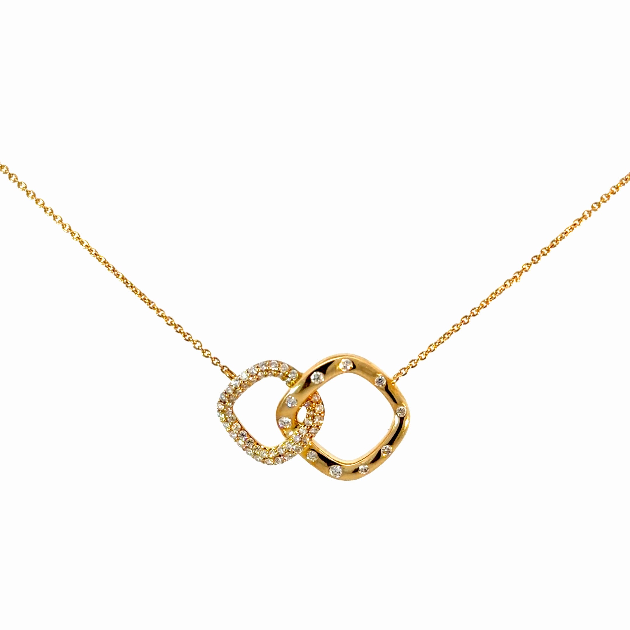 14k Gold Interlocking Natural Diamond Links Necklace