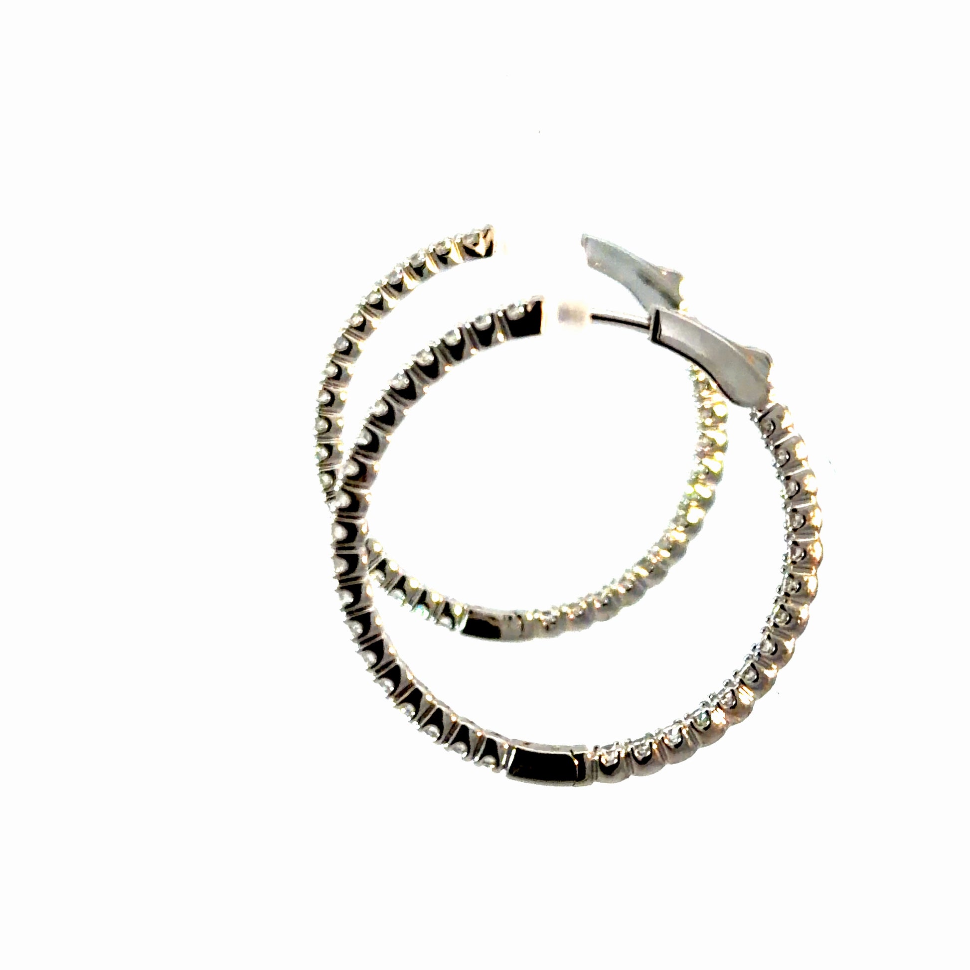 2.00 CTW Lab Diamond Hoop Earrings in 14K White Gold