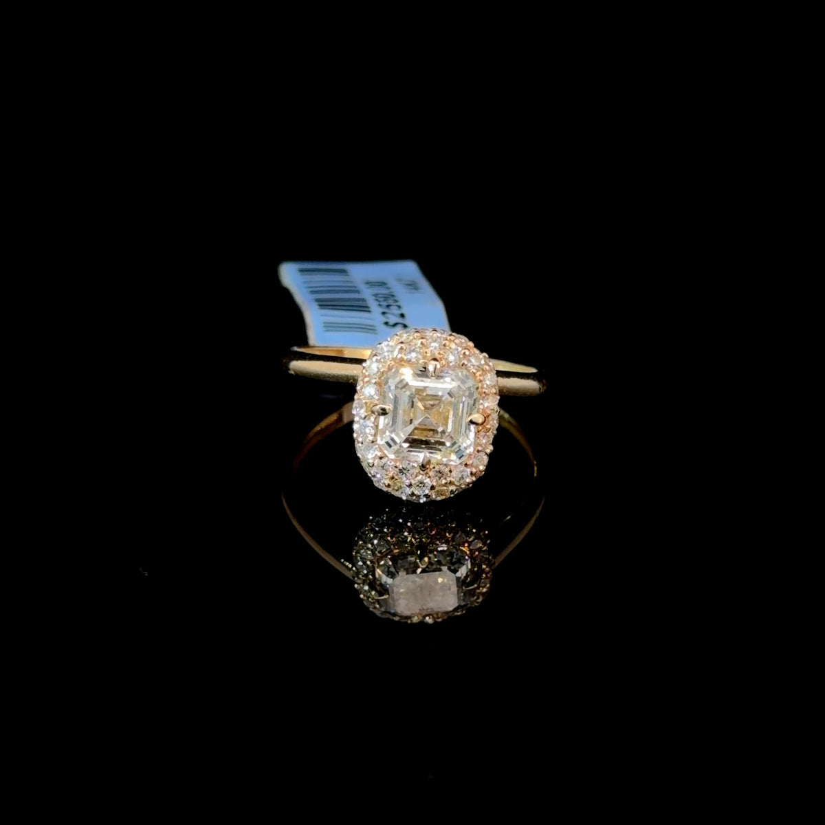 2.10ct Asscher Cut Pavé Halo Ring
