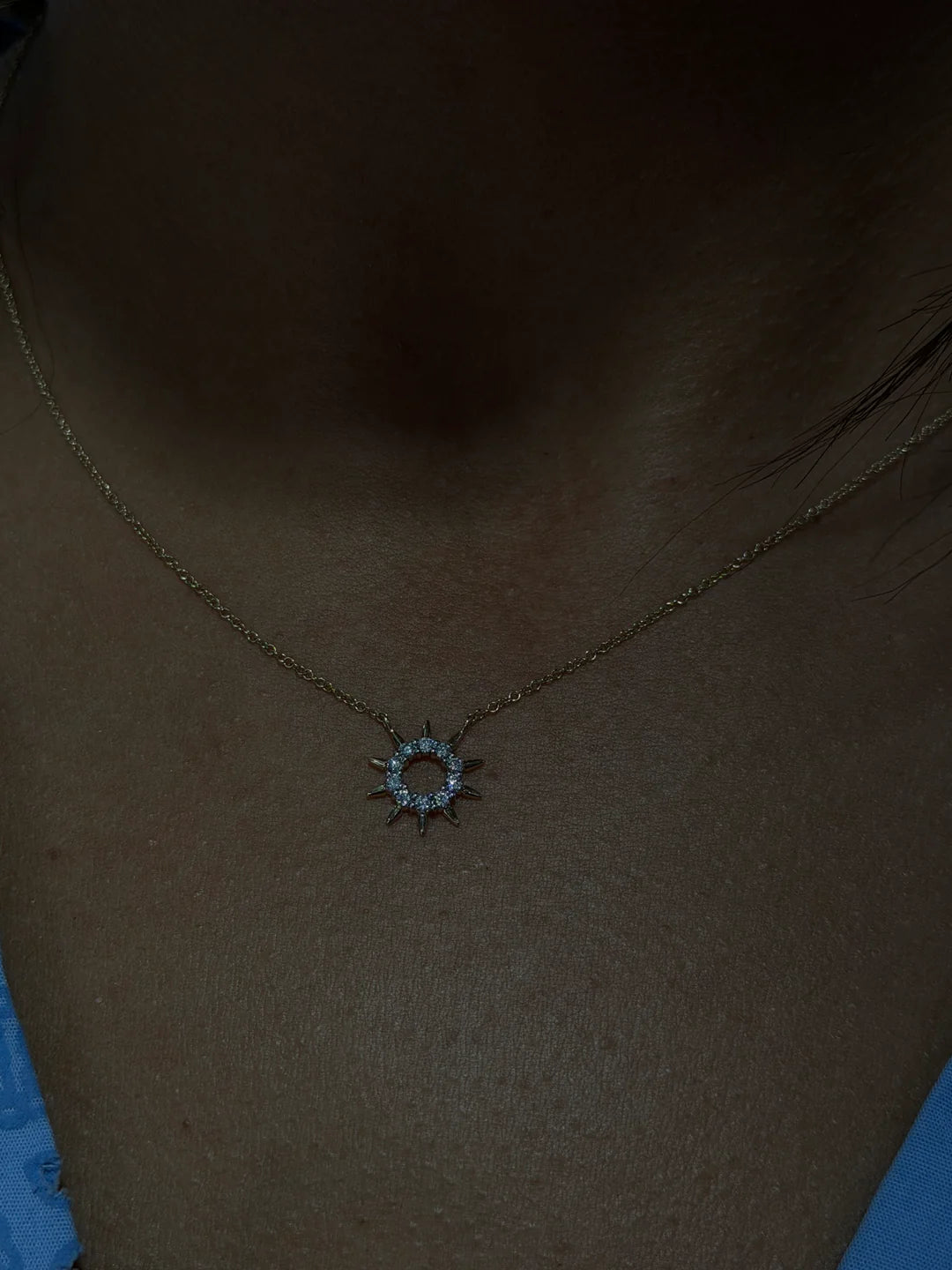 14K Gold Natural Diamond Sunburst Necklace