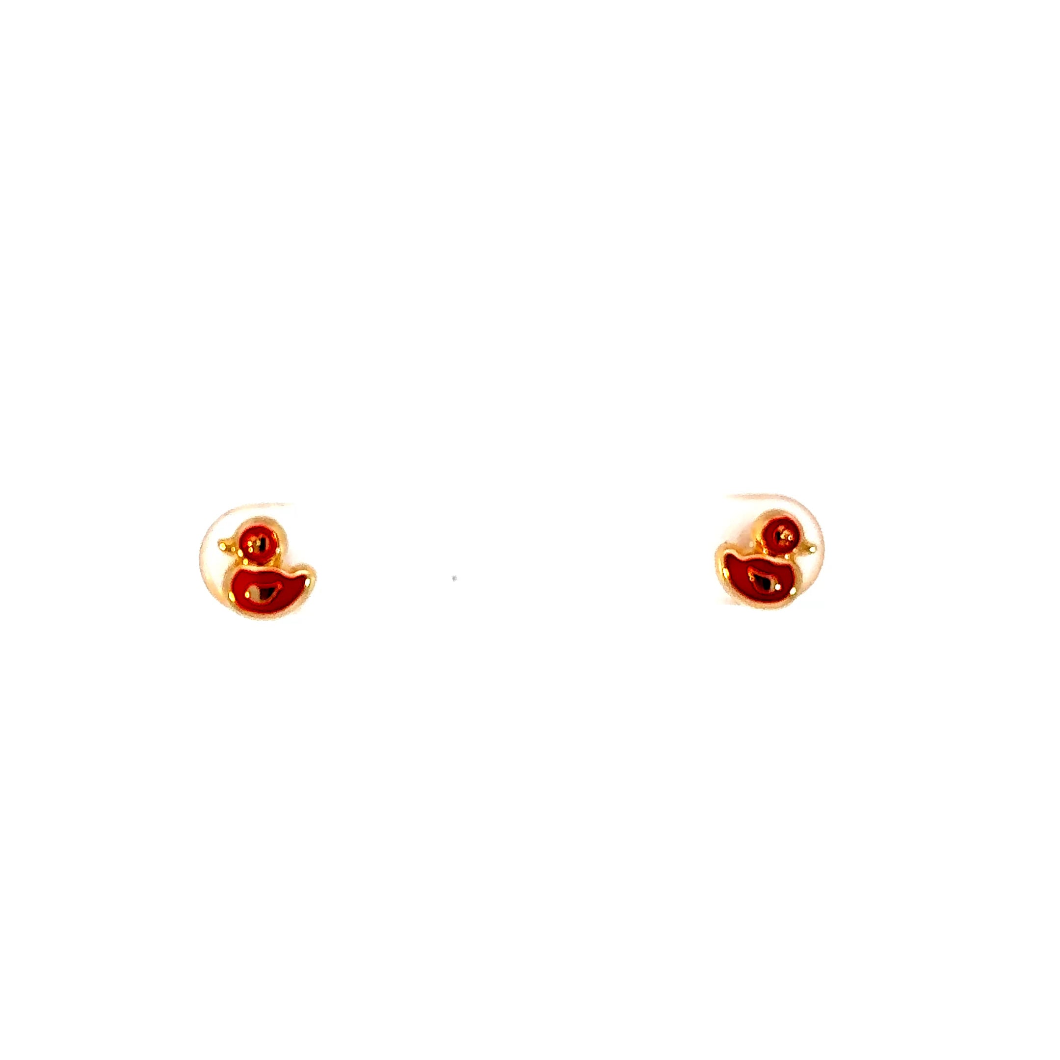 Duck Stud Earrings – 14K Gold Enamel
