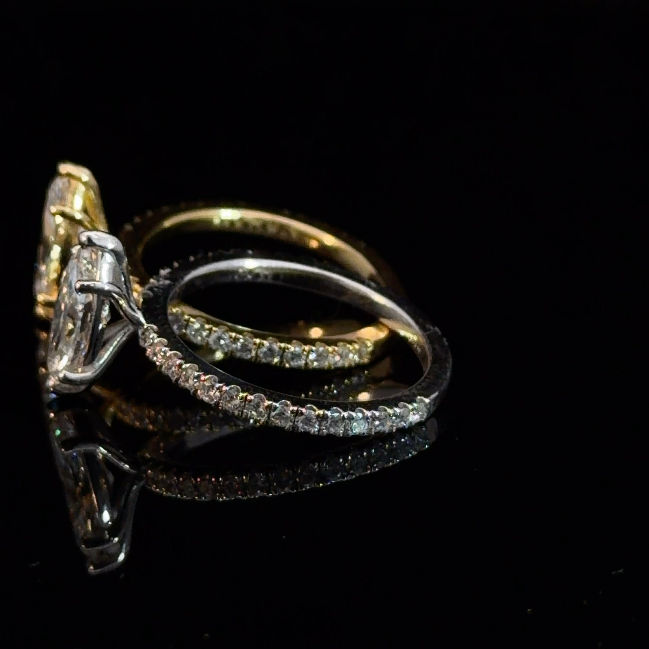 1.07CT MARQUISE CUT LAB DIAMOND BASKET PAVE RING