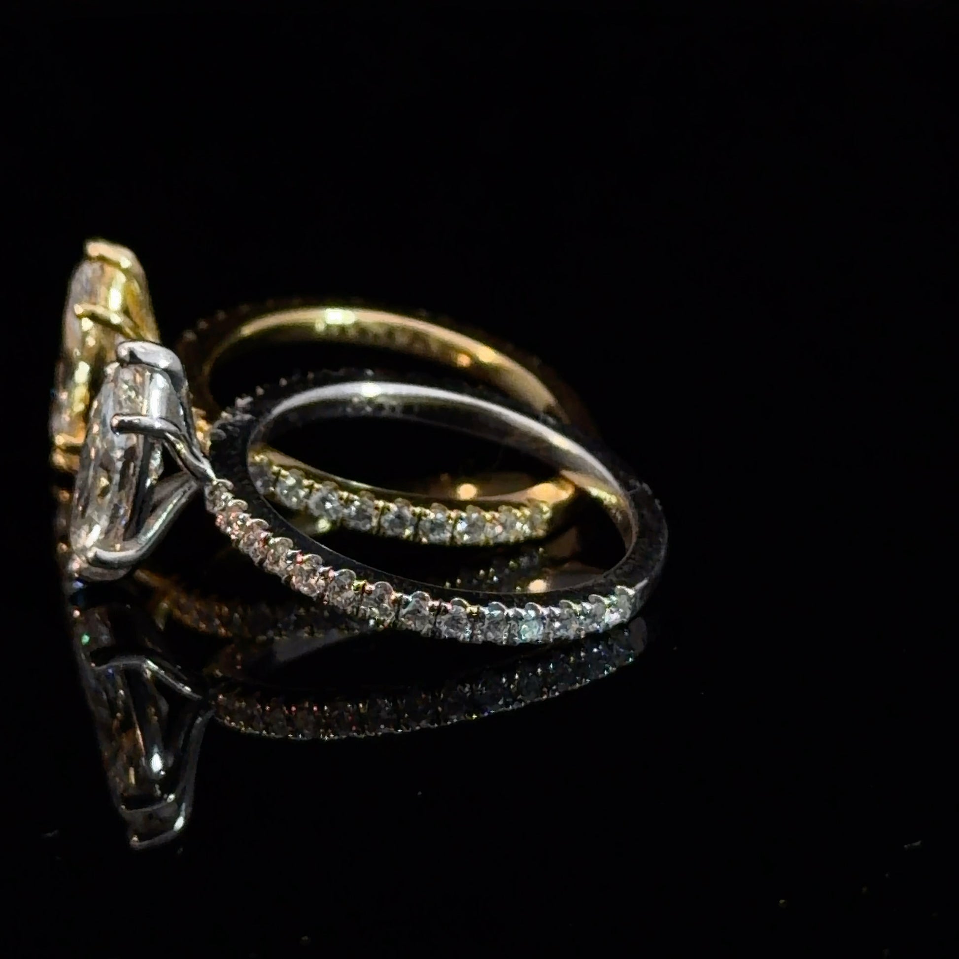 1.07CT MARQUISE CUT LAB DIAMOND BASKET PAVE RING