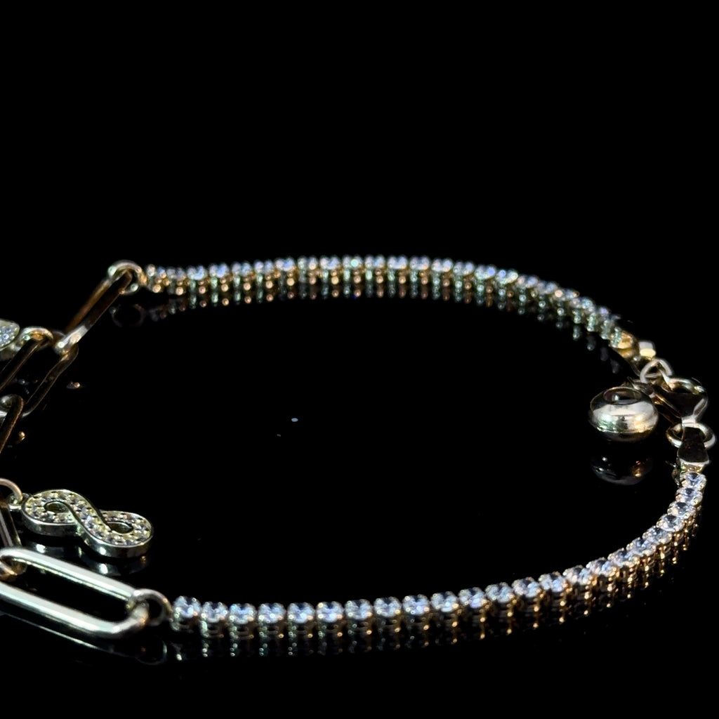 14K Gold Hamsa & Infinity Bracelet with CZ Accents