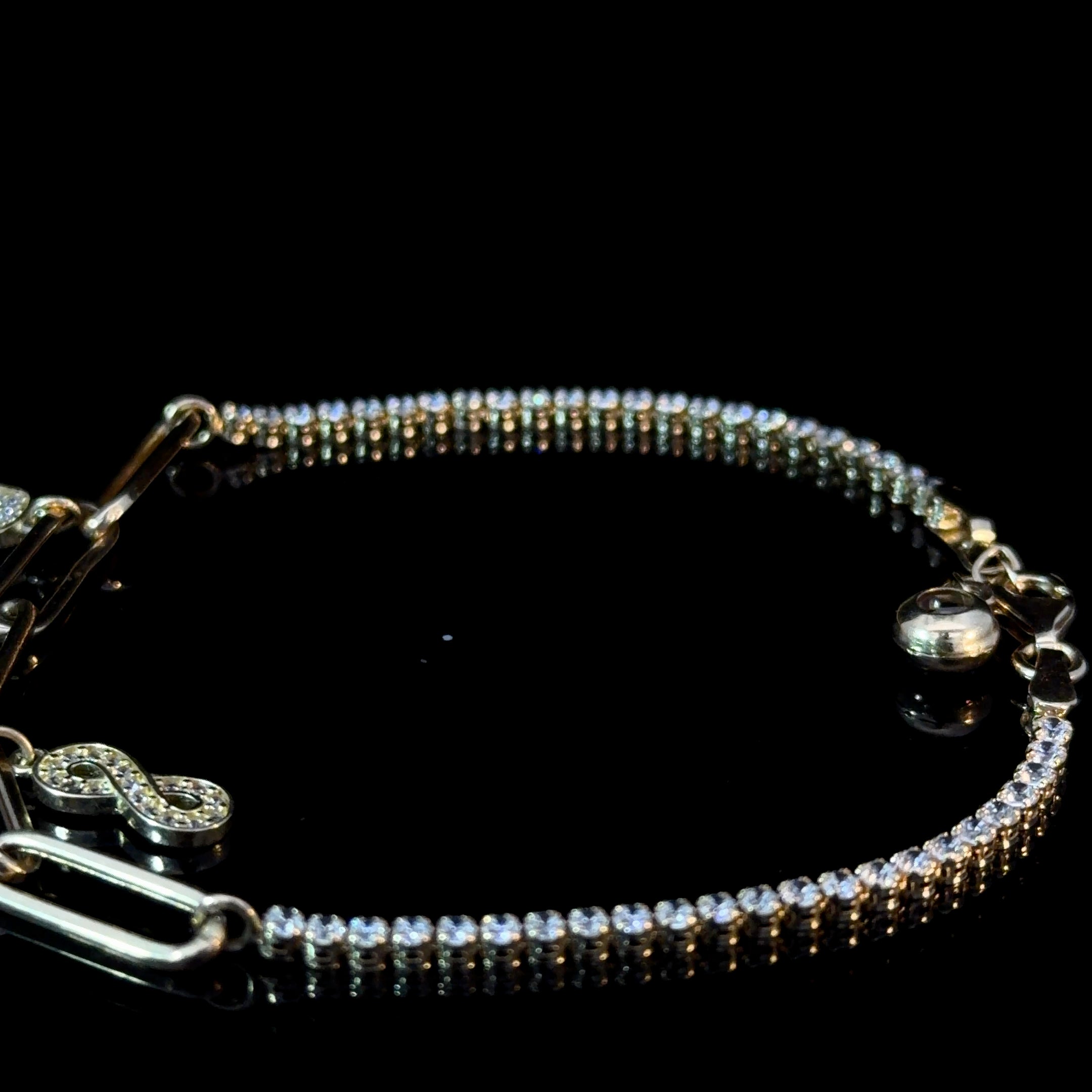 14K Gold Hamsa & Infinity Bracelet with CZ Accents