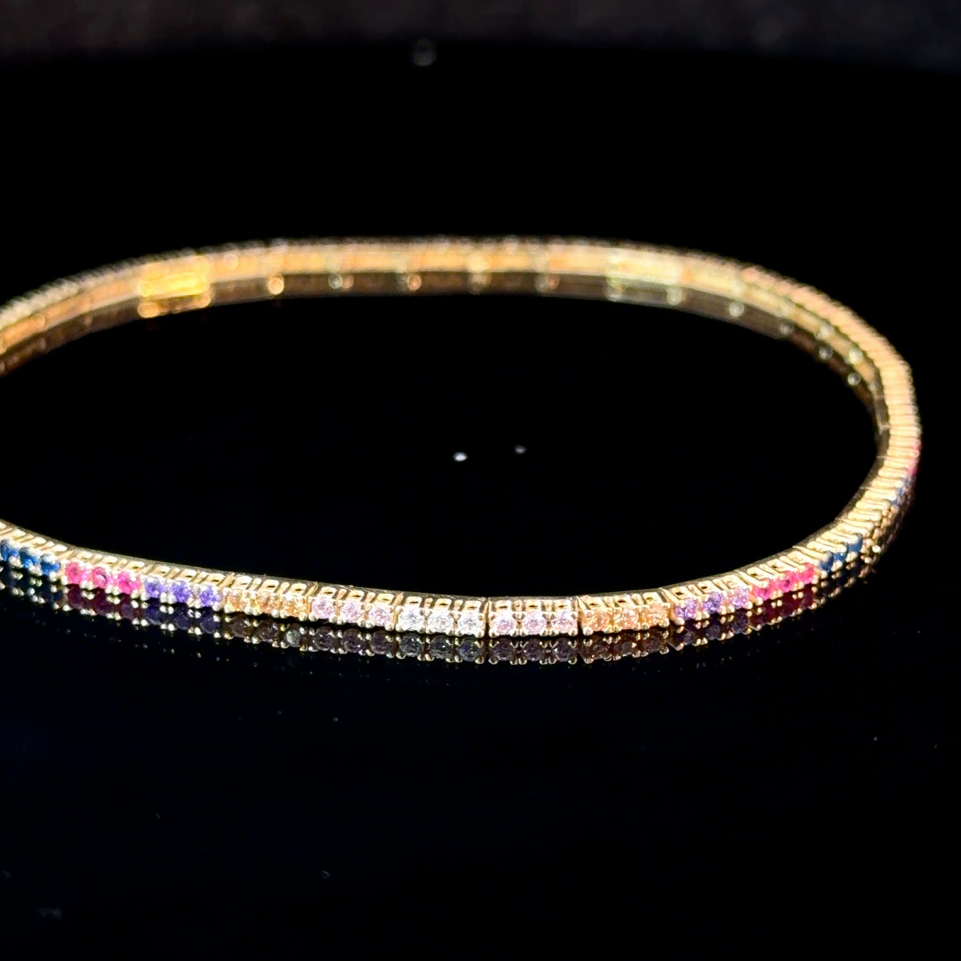 14K Gold Rainbow Tennis Bracelet