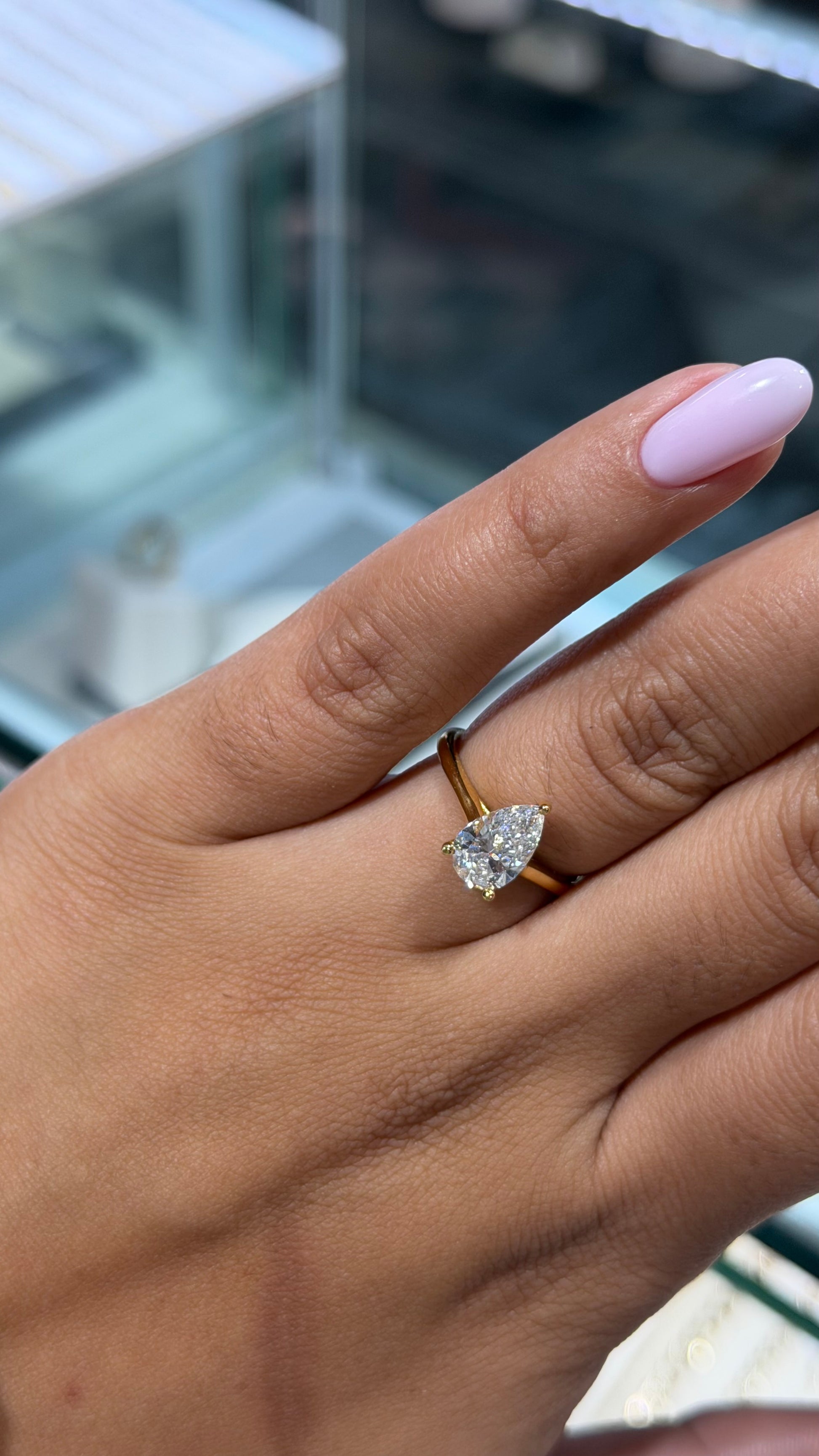 1.58 Pear Cut Lab Diamond Solitaire Ring - IGI Certified