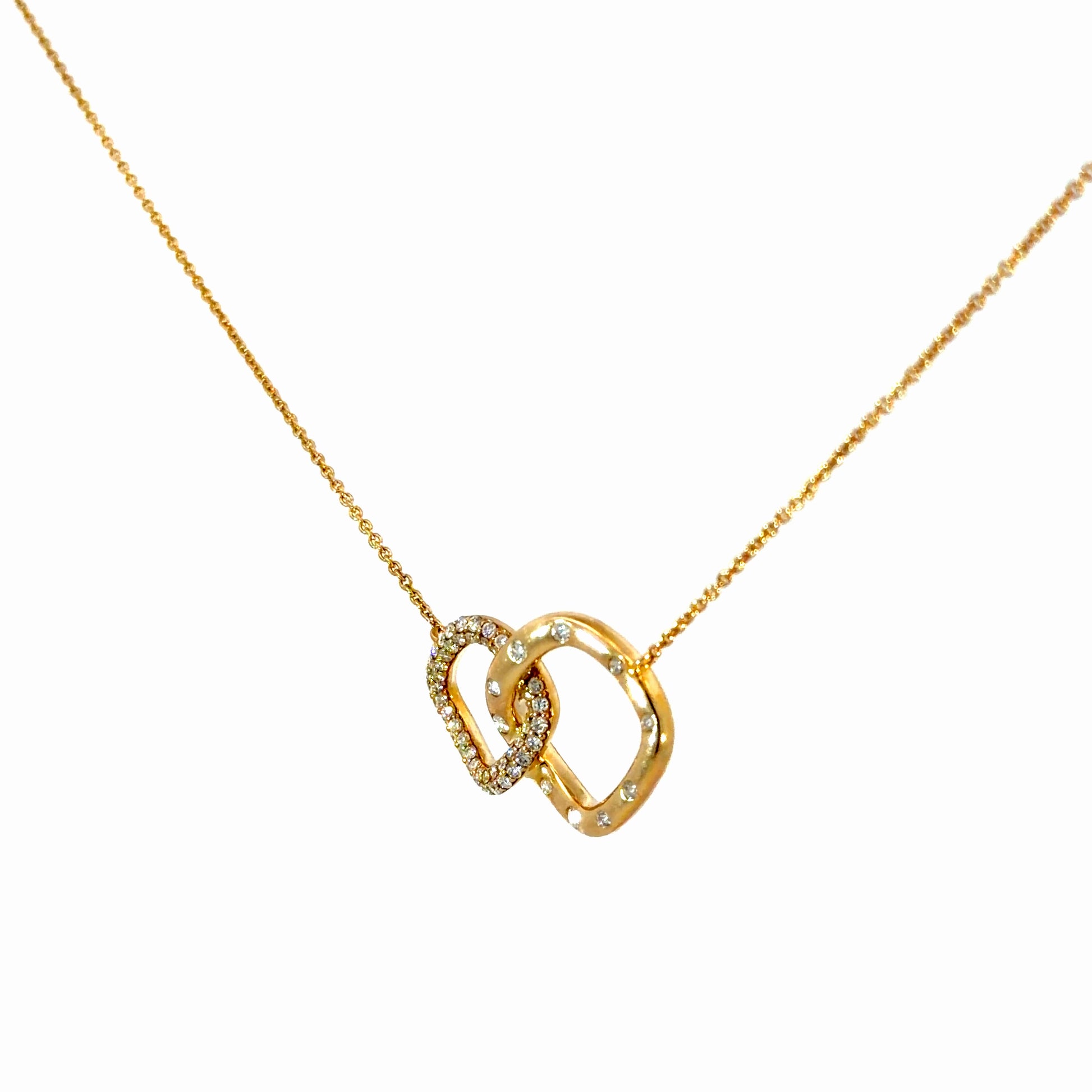 14k Gold Interlocking Natural Diamond Links Necklace