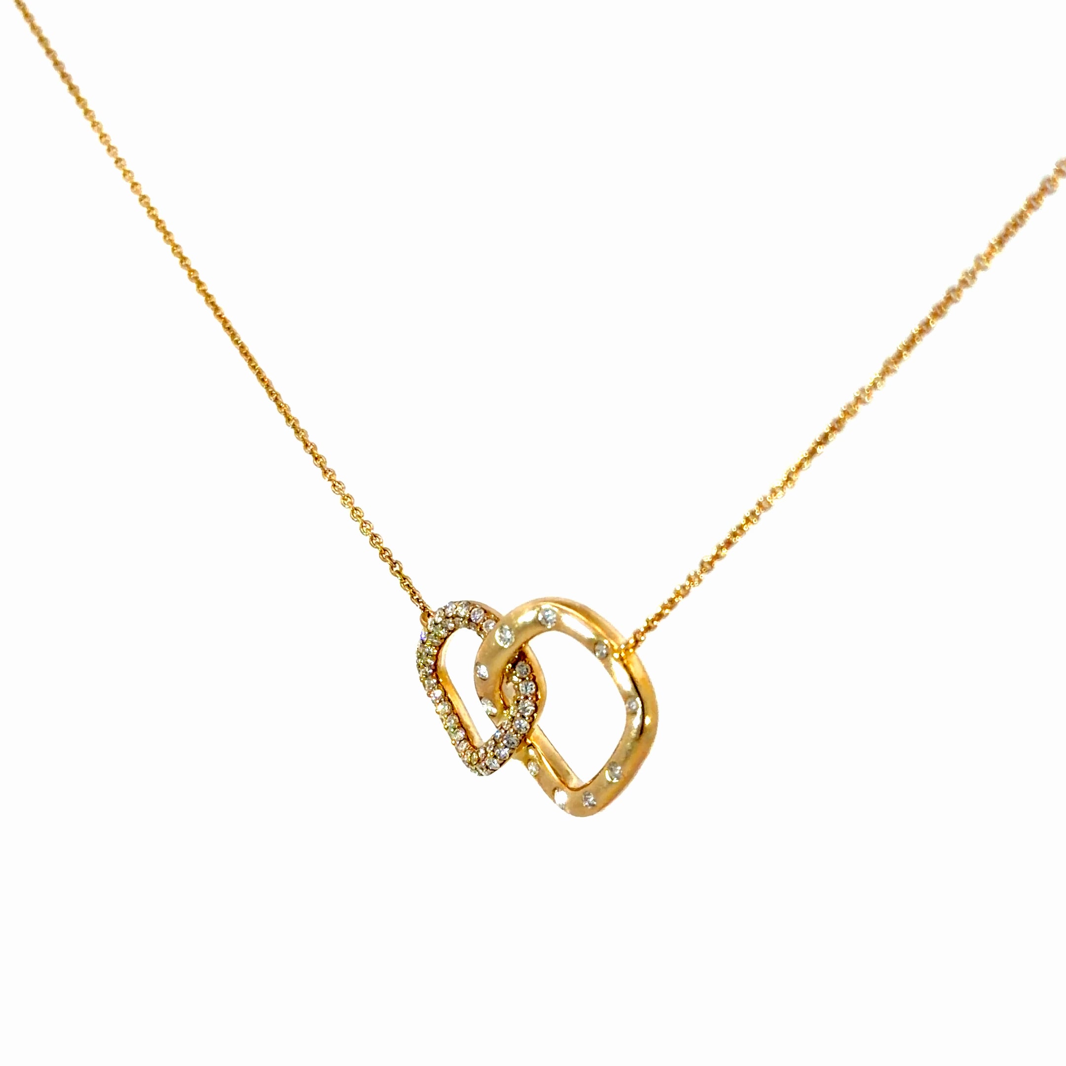 14k Gold Interlocking Natural Diamond Links Necklace