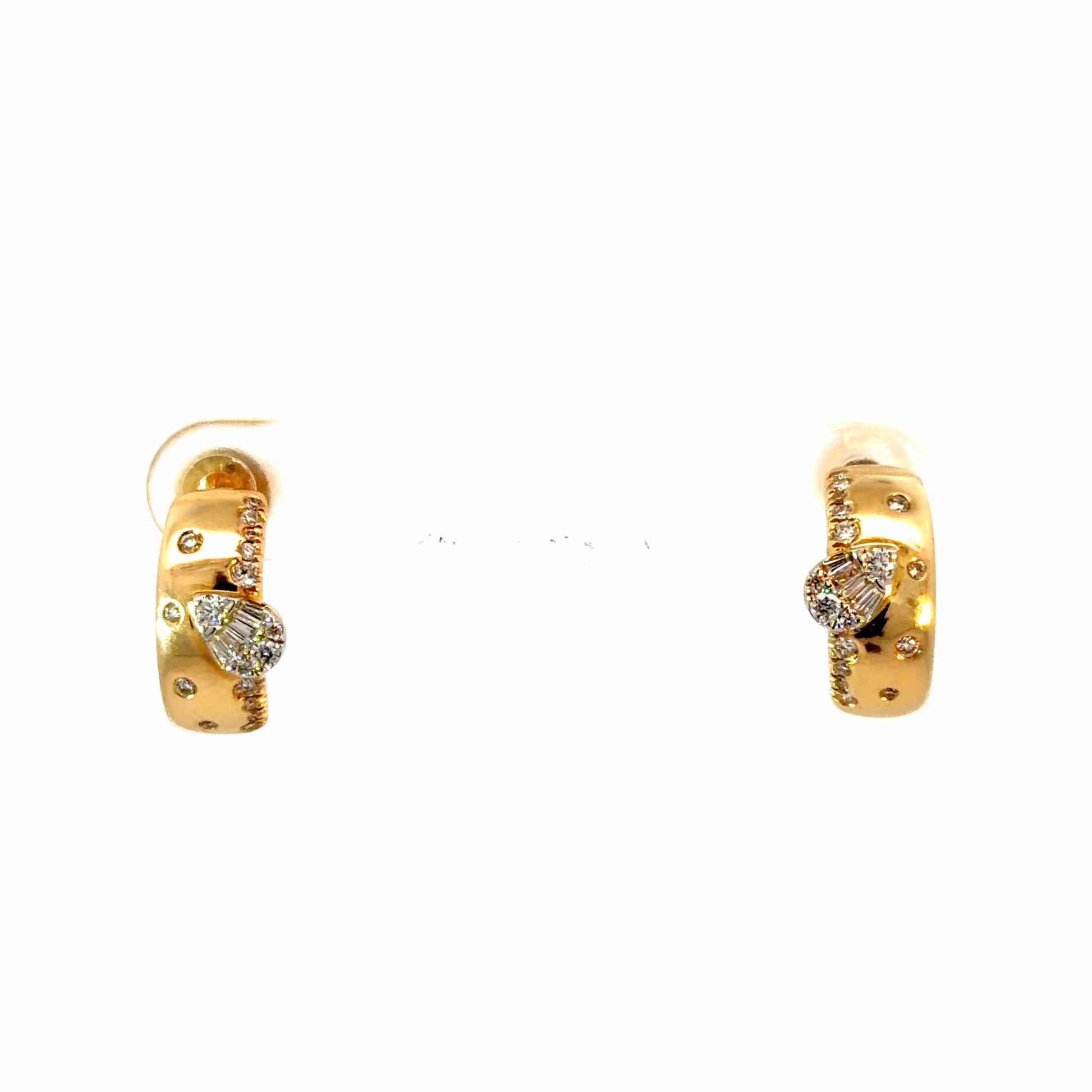 14K Gold Diamond Mixed-Cut Huggie Earrings