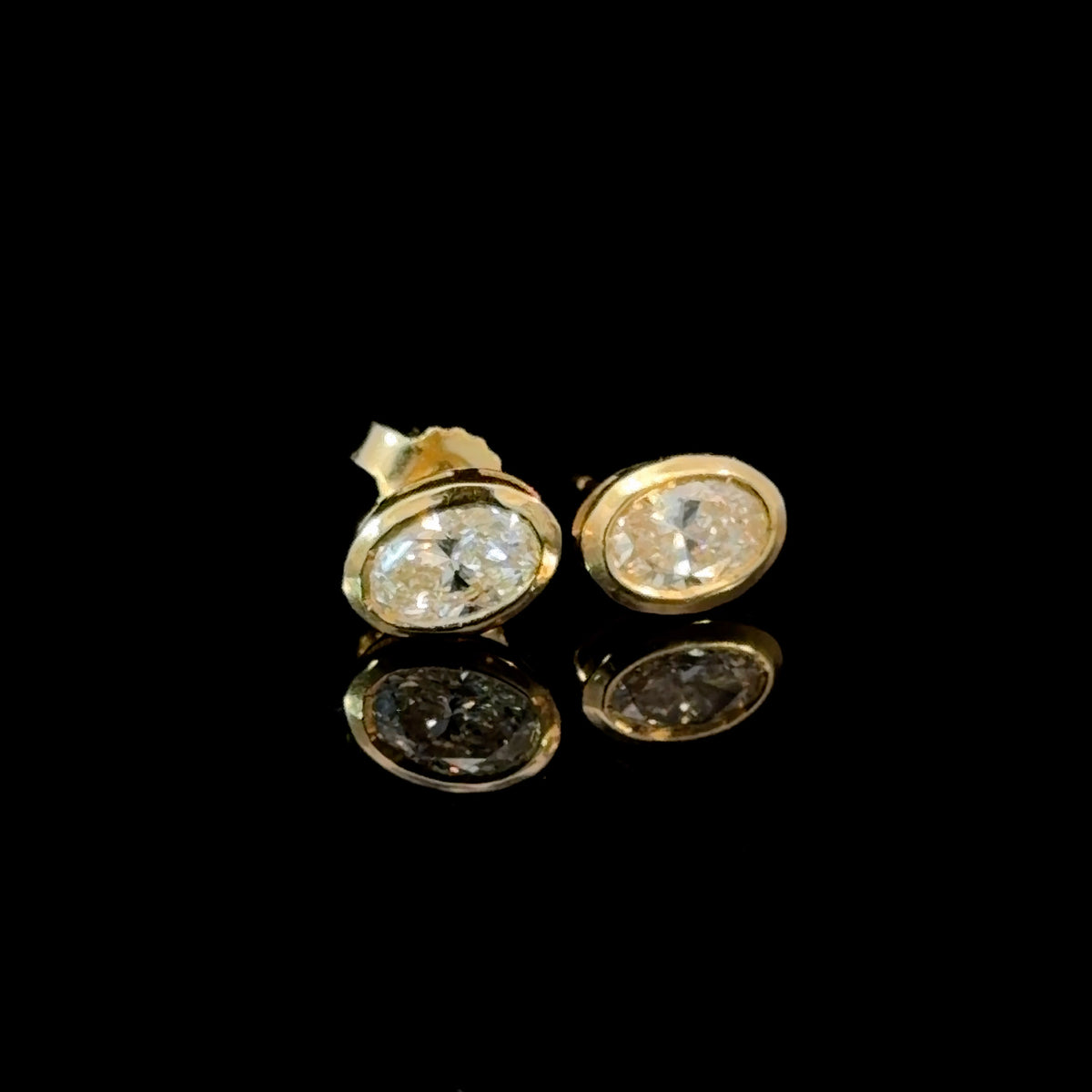 1.05ct Oval Lab Diamond Bezel Studs