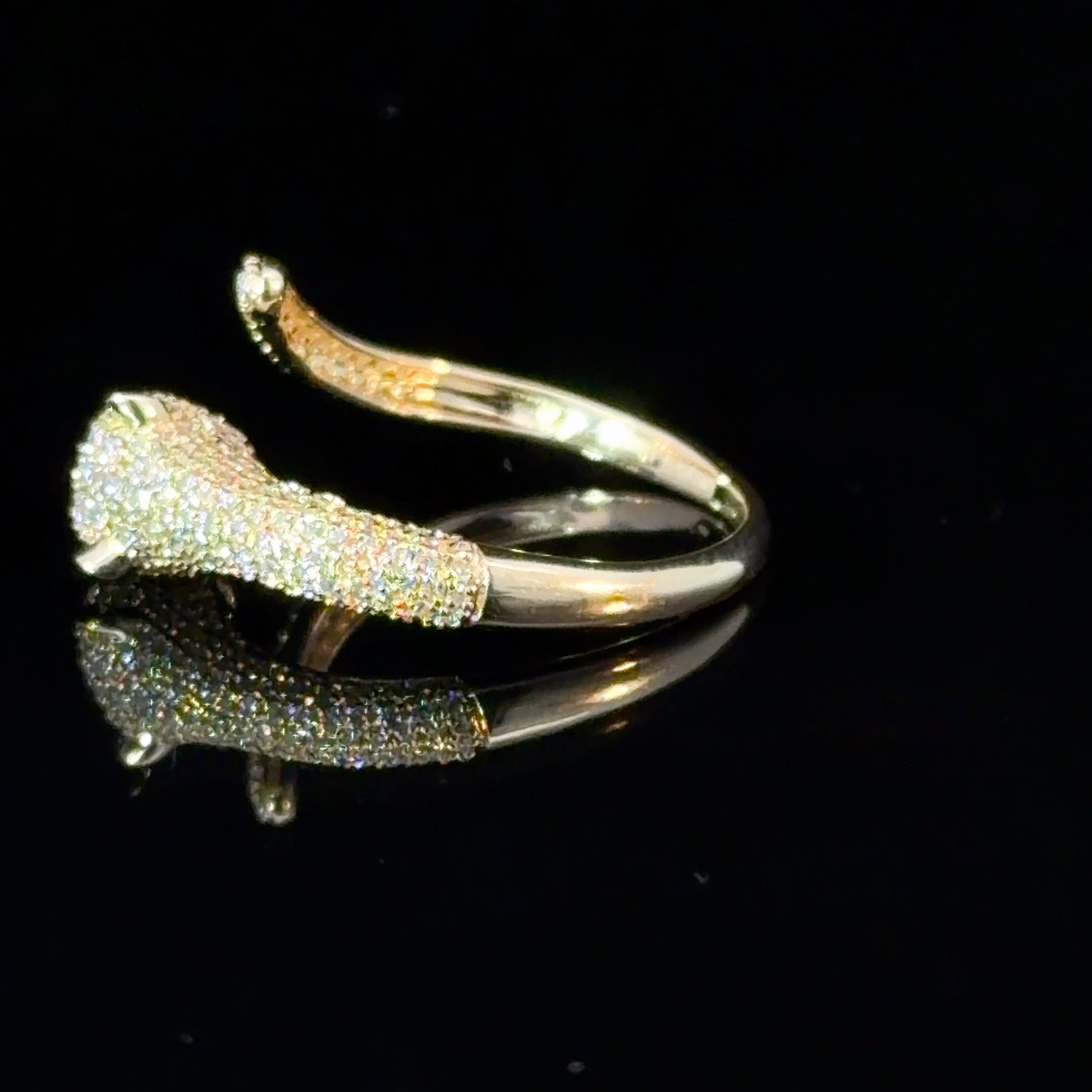 14k Gold Ruby Panther Ring - Diamond Pavé Wrap Ring