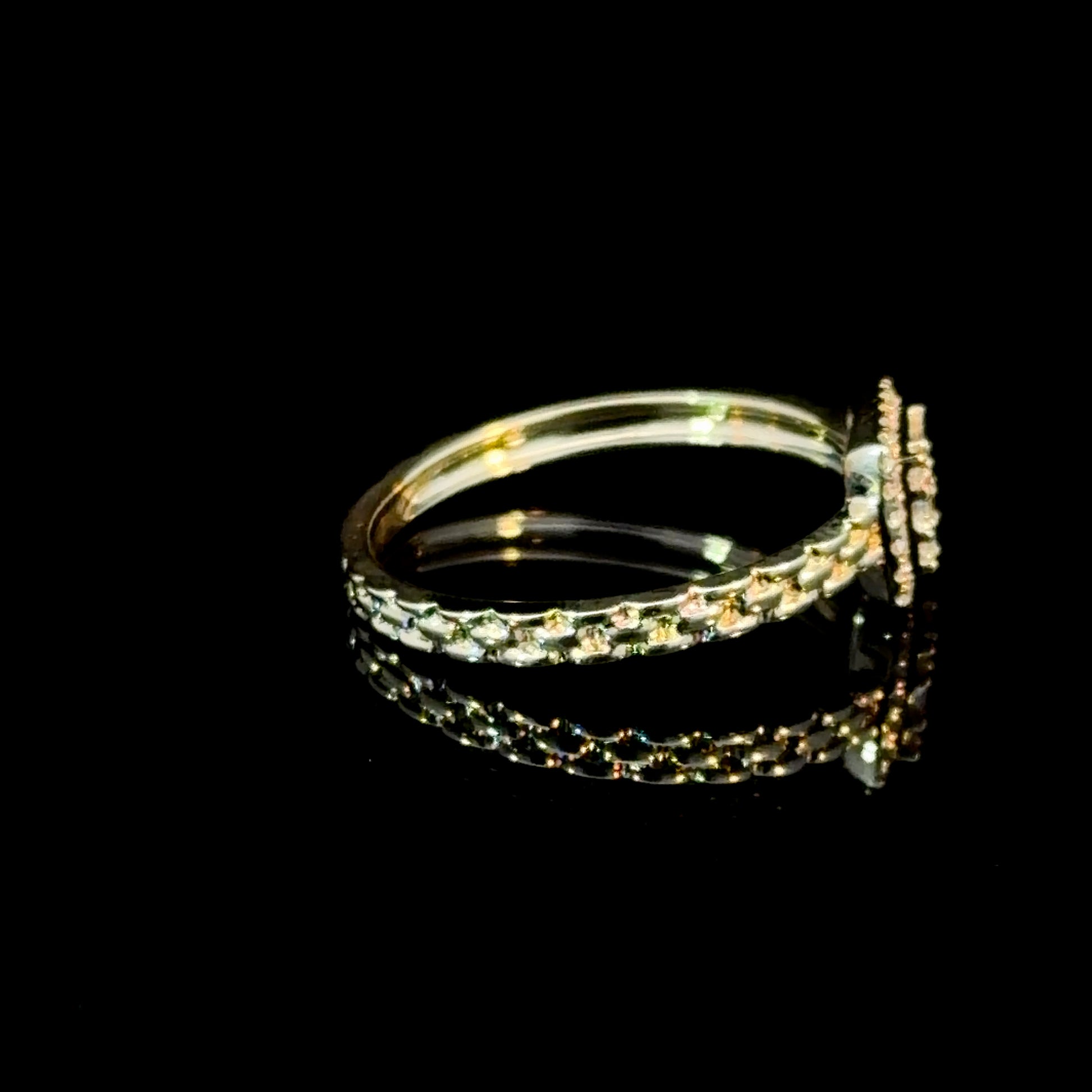 14K Gold Baguette & Round Diamond Halo Ring