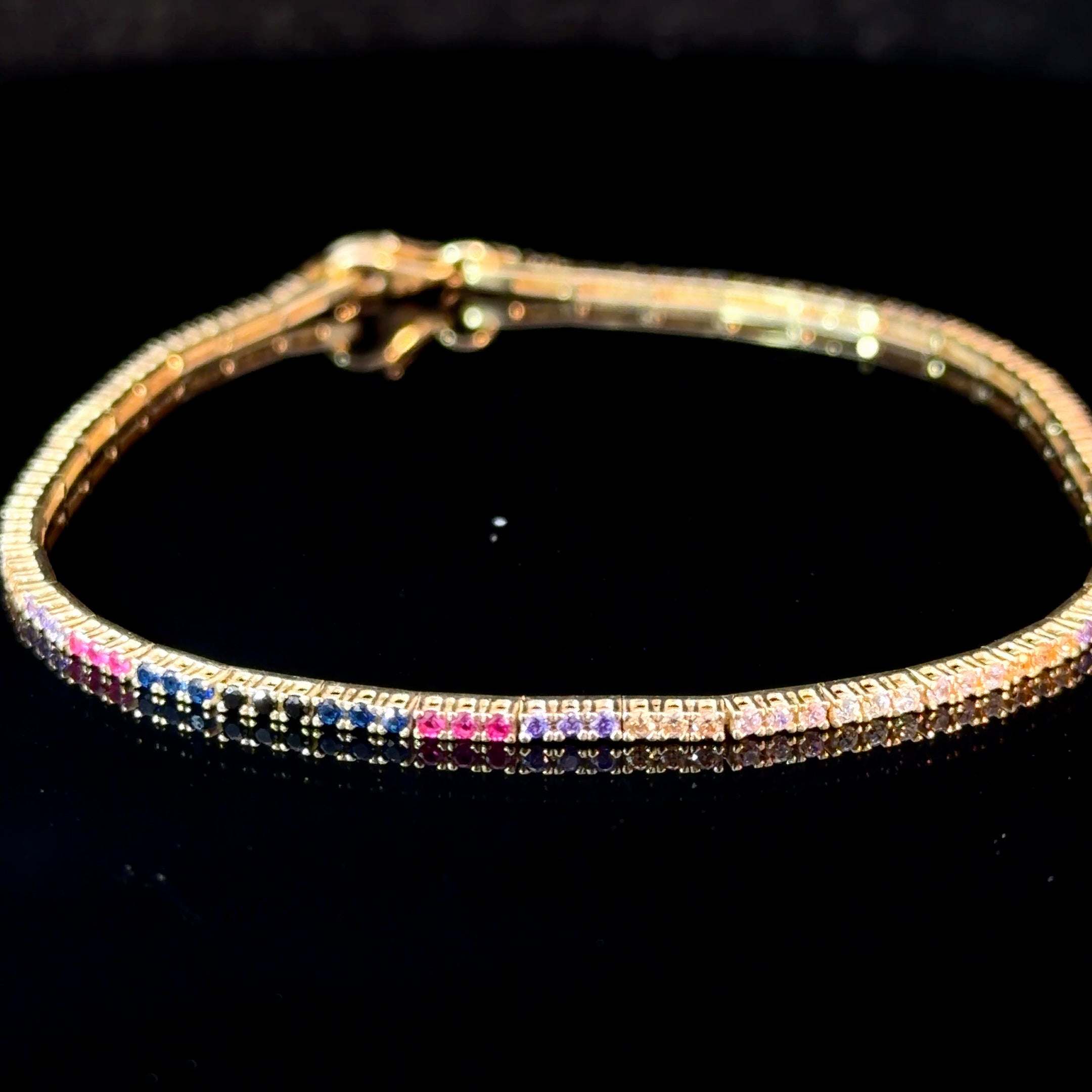 14K Gold Rainbow Tennis Bracelet