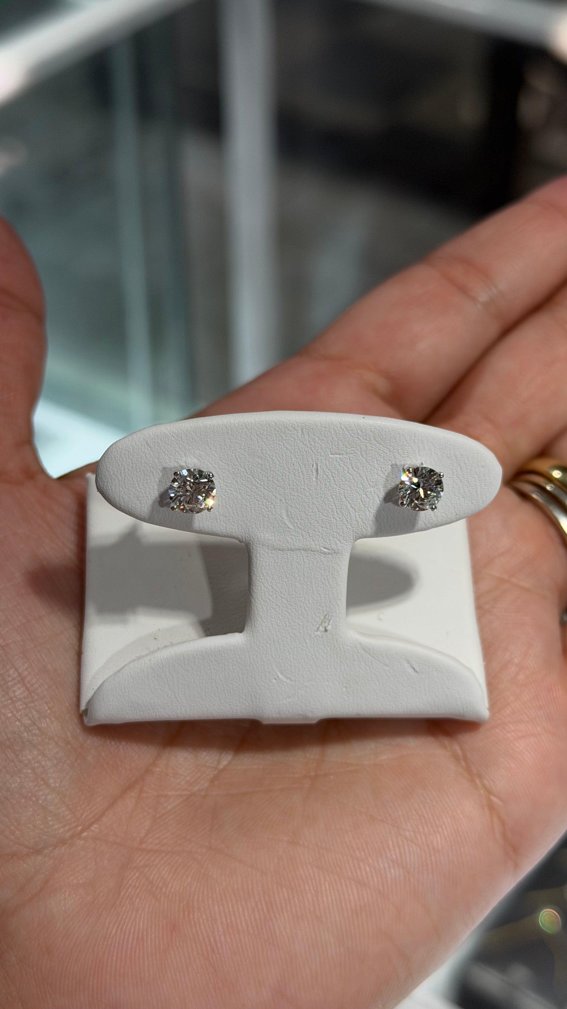 1.45CTW Round Lab Diamond Studs - White Gold