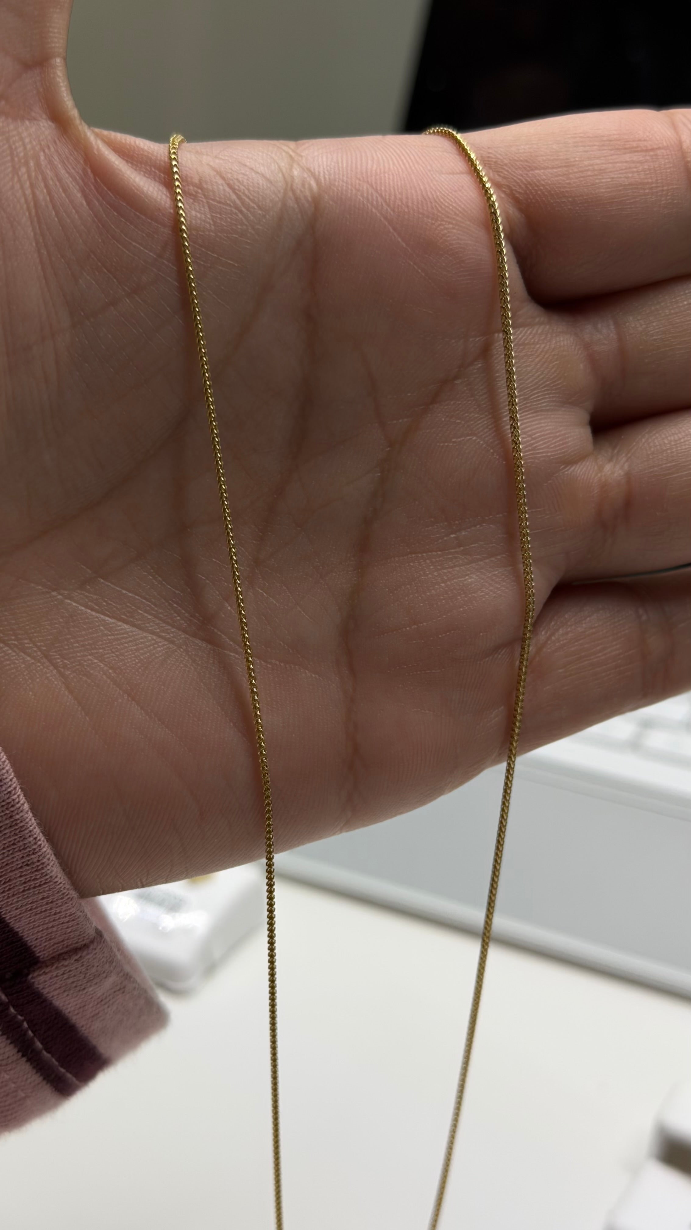 10k Solid Gold 1mm Franco Chain