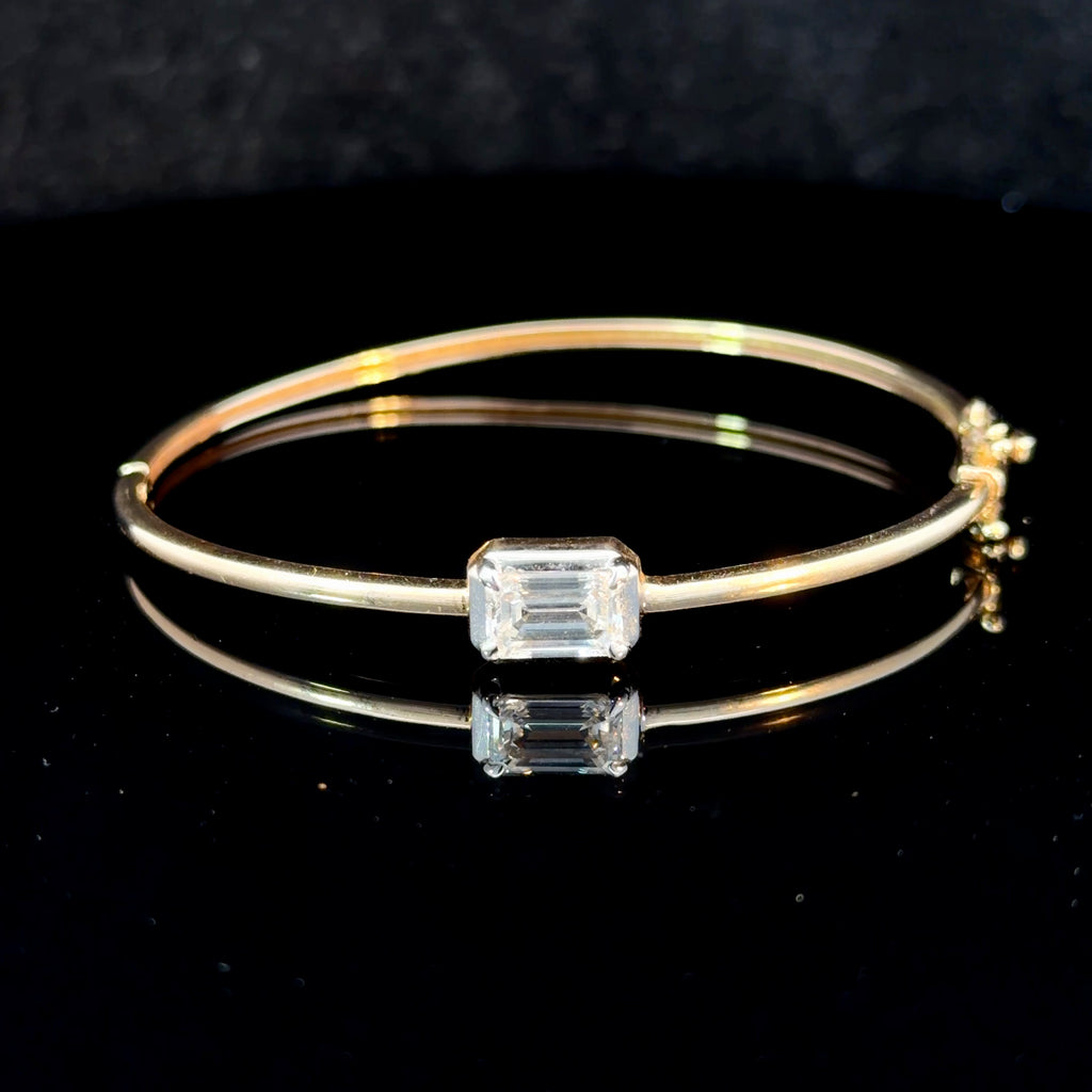 1.60ct Emerald-Cut Lab Diamond Bangle in 14k Gold