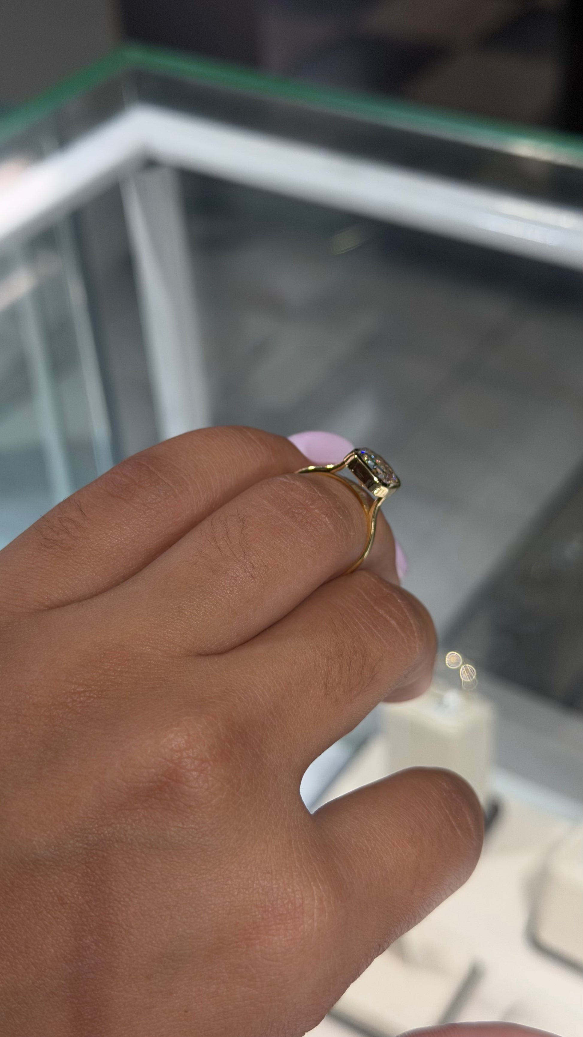 3.10ct Cushion Cut Lab-Grown Diamond Bezel Solitaire Ring