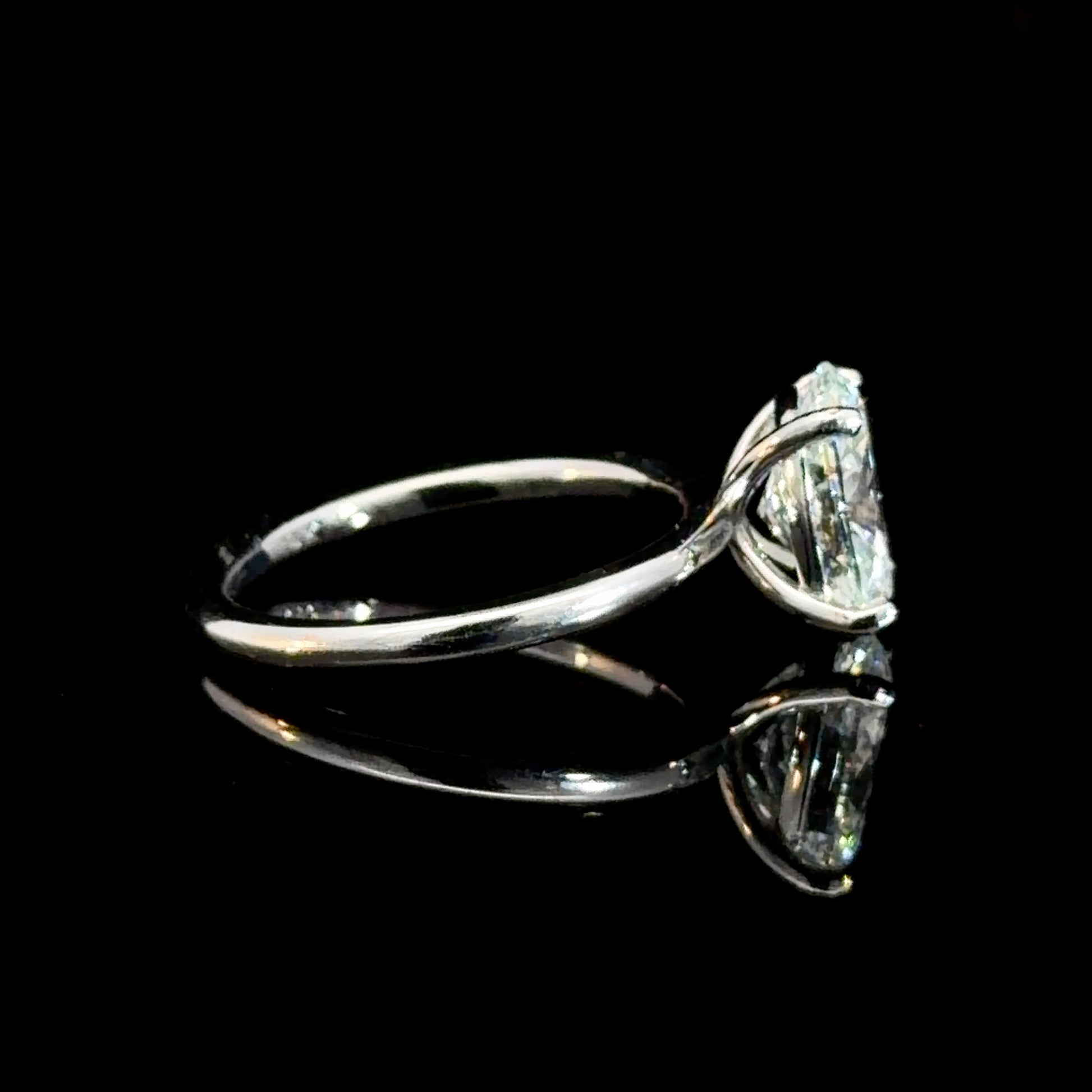 2.02 Ct Oval Lab Diamond Cathedral Solitaire Engagement Ring