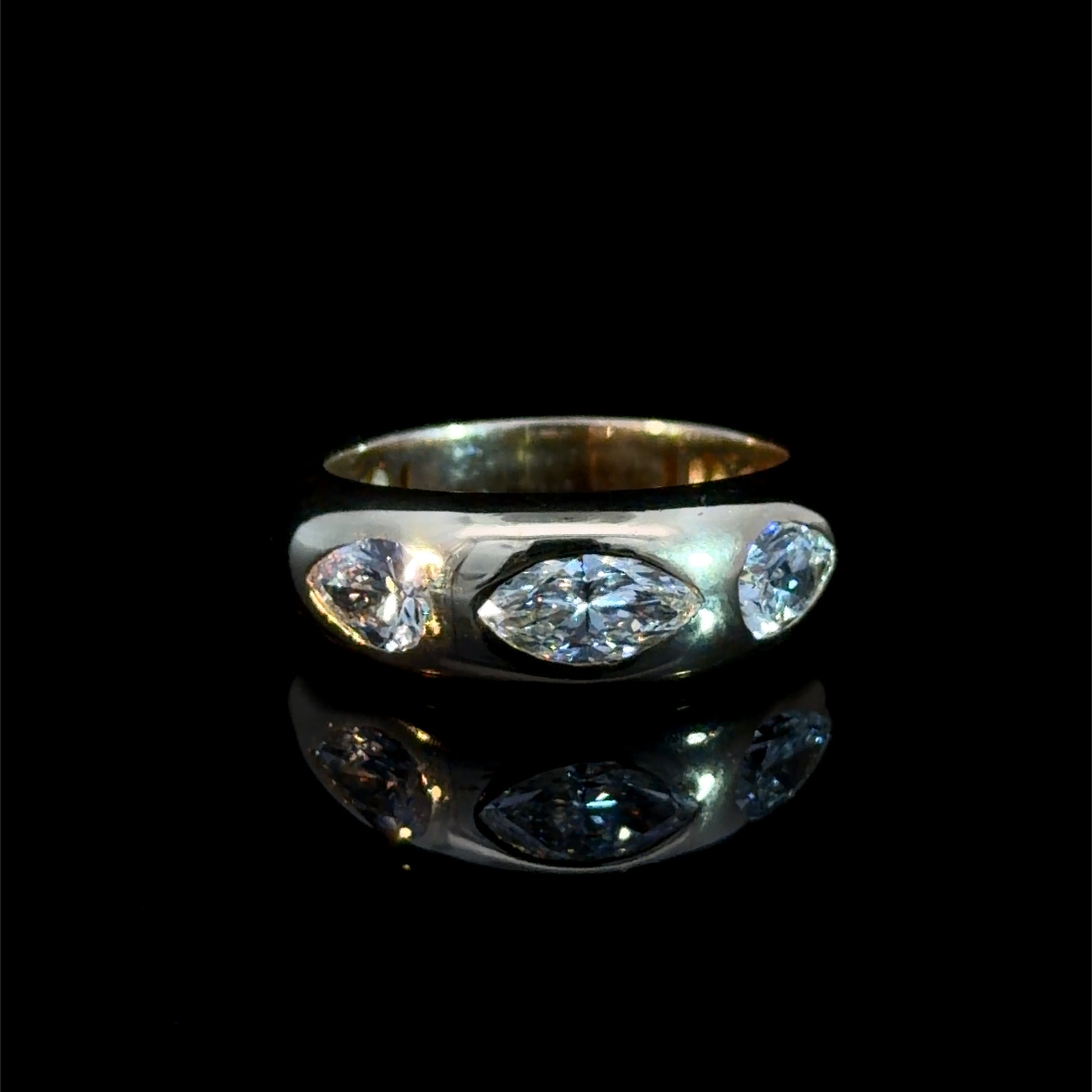 1.20 Cttw Marquise & Pear Cut Lab Diamond Dome Band Ring In 14K Yellow Gold