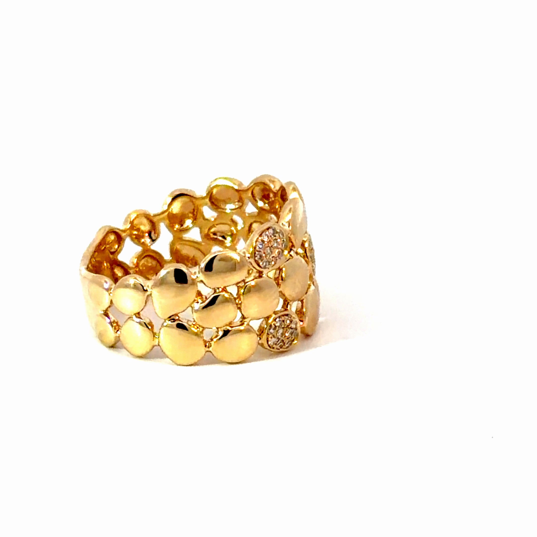14K Gold Diamond Bubble Band Ring